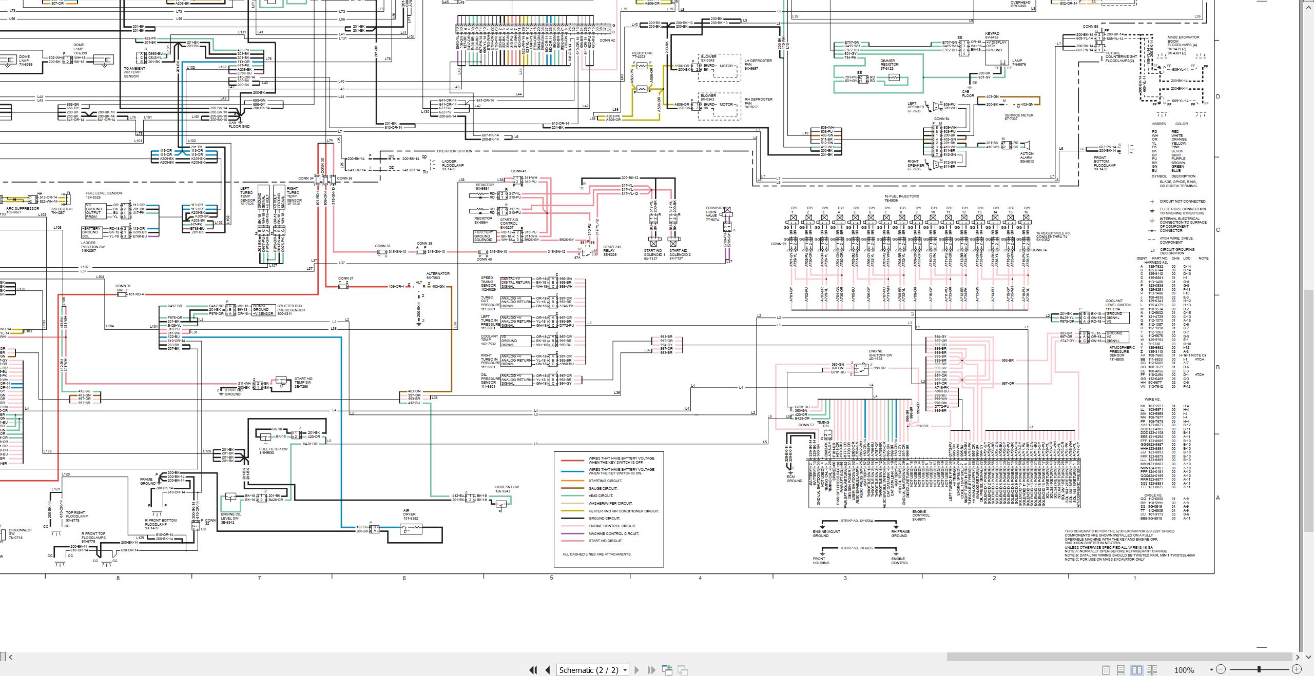 CAT Excavator 5230 Electrical Hydraulic Schematic (2)