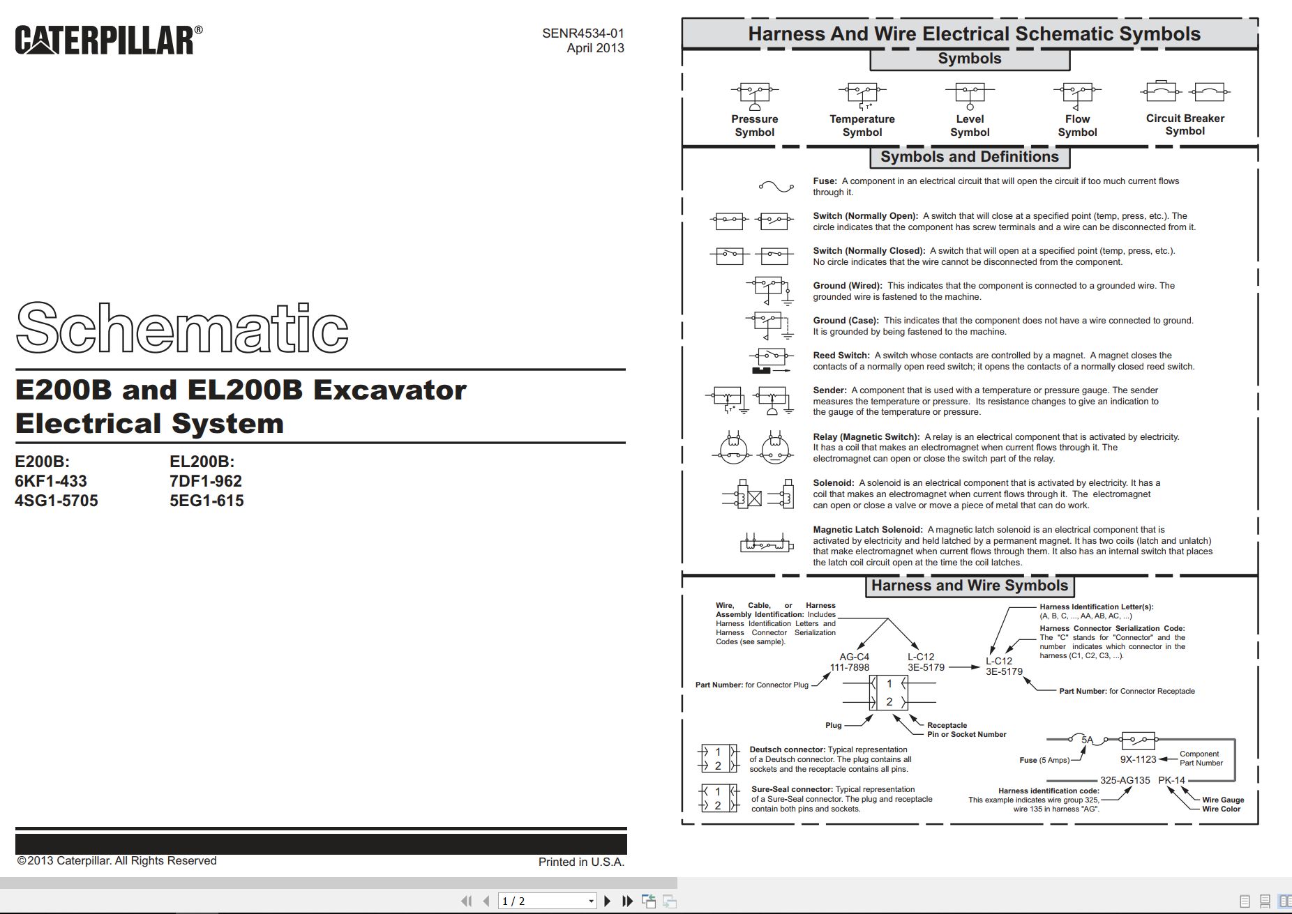 CAT Excavator EL200B Electrical Hydraulic Schematic (1)