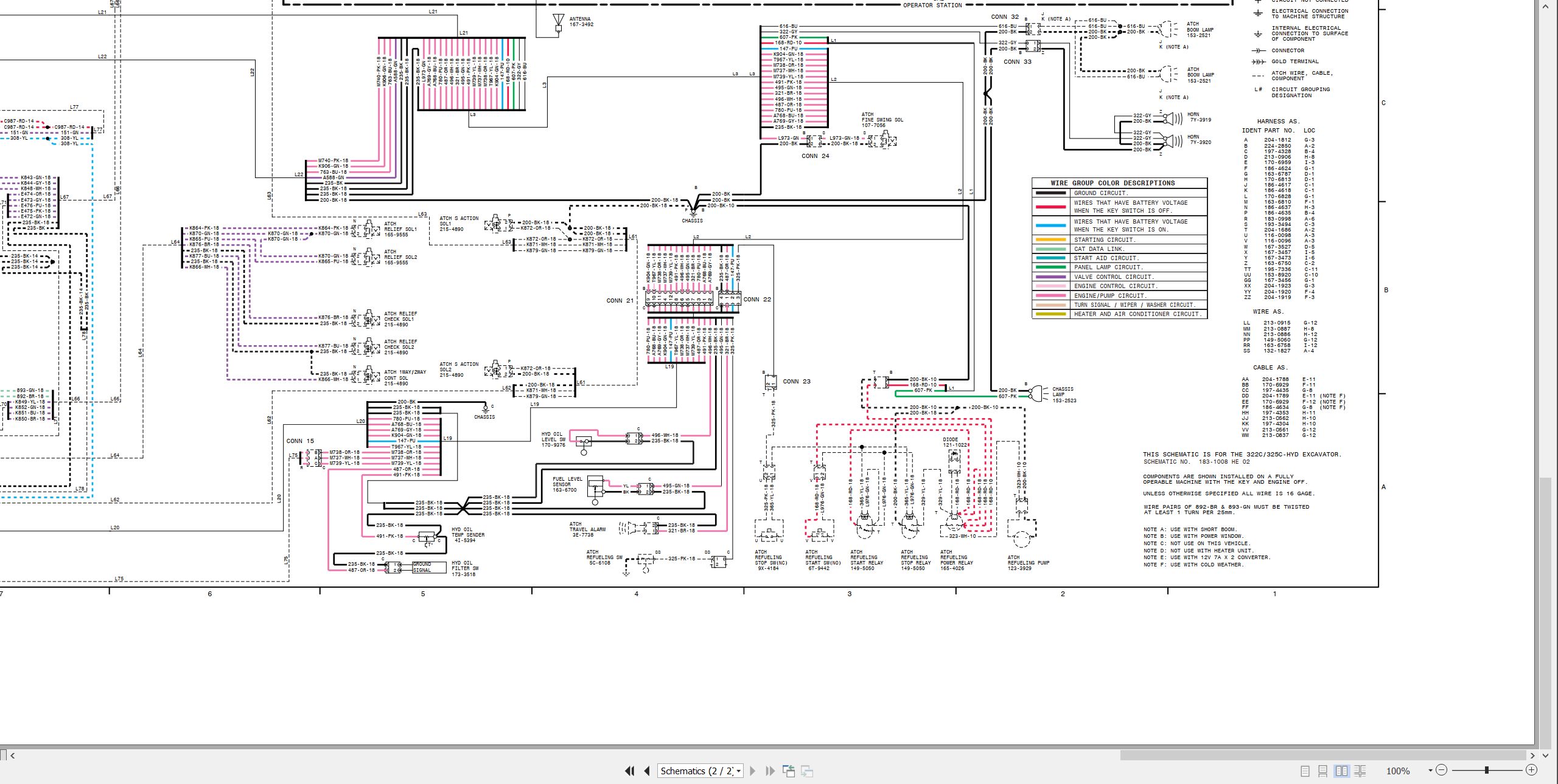 CAT Forest Products 322C Electrical Hydraulic Schematic (2)