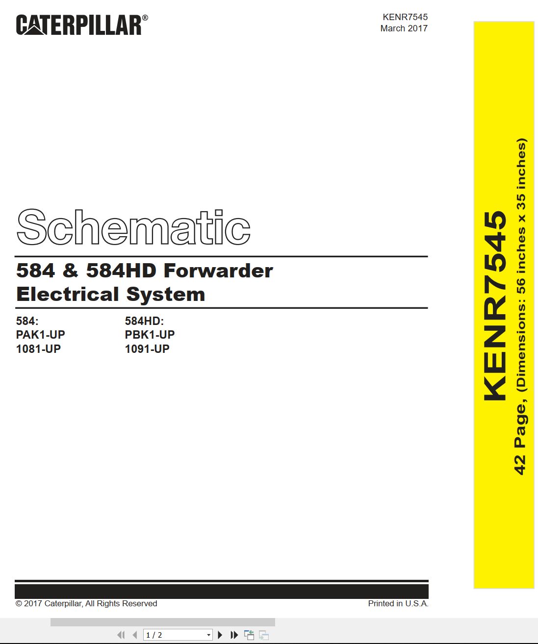 CAT Forest Products 584HD Electrical Hydraulic Schematic (1)