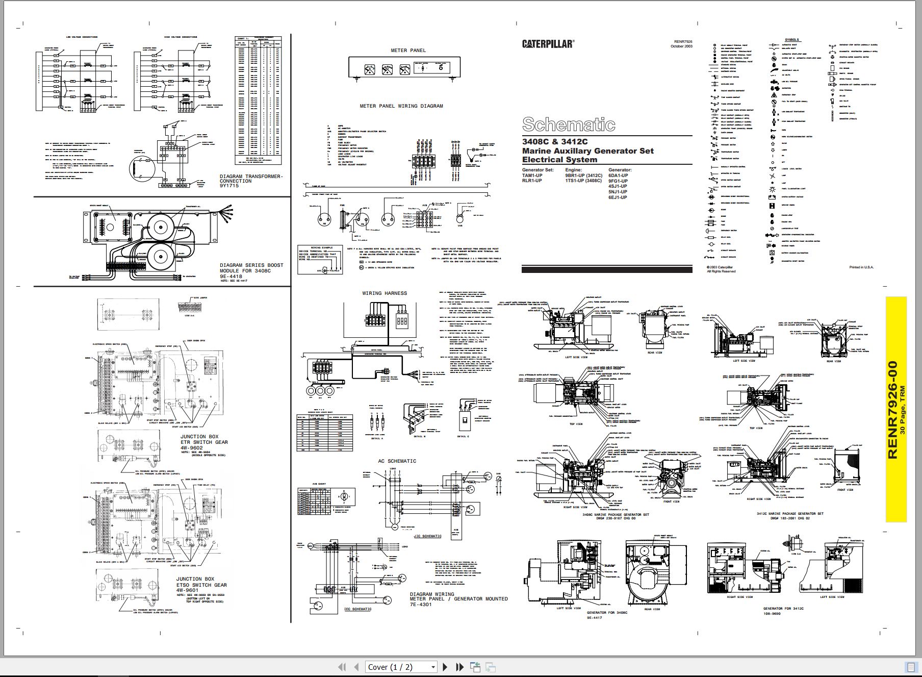 CAT Generator Set 3408C 3412C Electrical Schematic RENR7926 00 2003 (1)