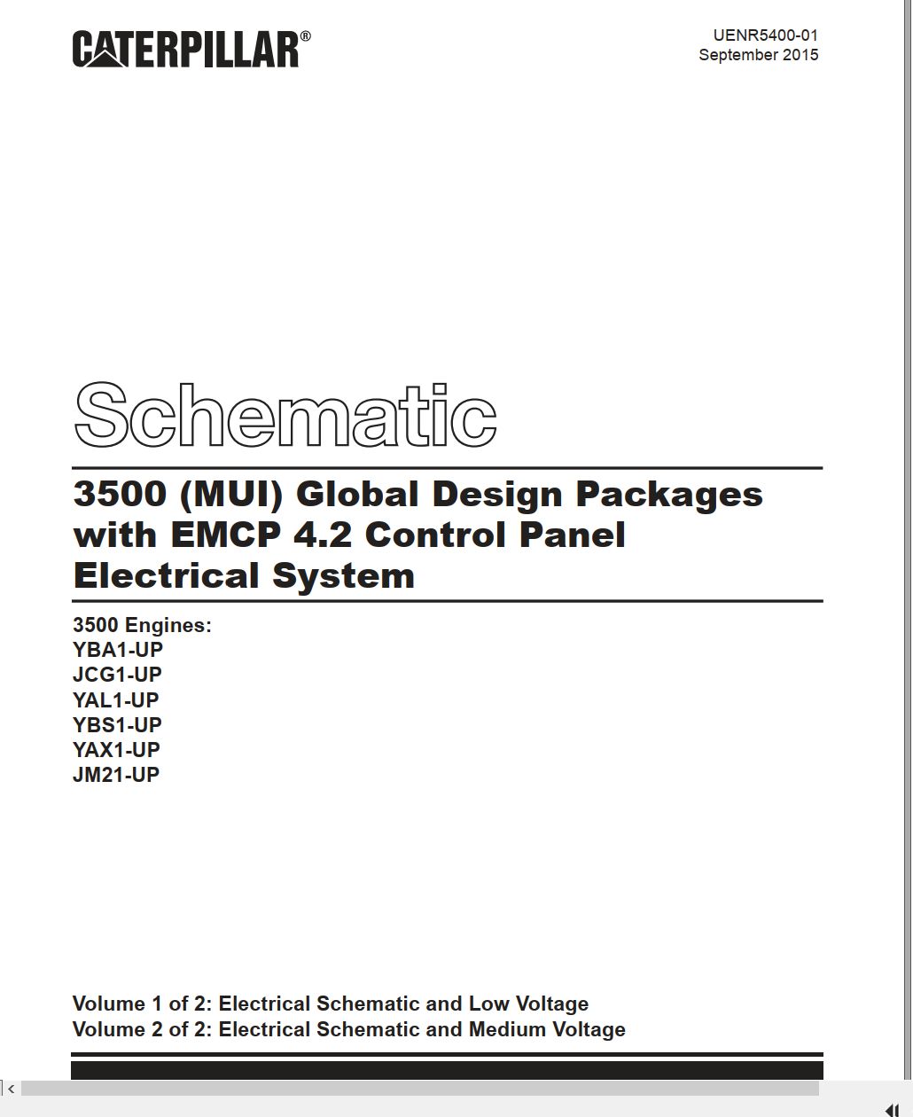 CAT Generator Set 3500(MUI) Electrical Schematic UENR5400 01 2015 (1)