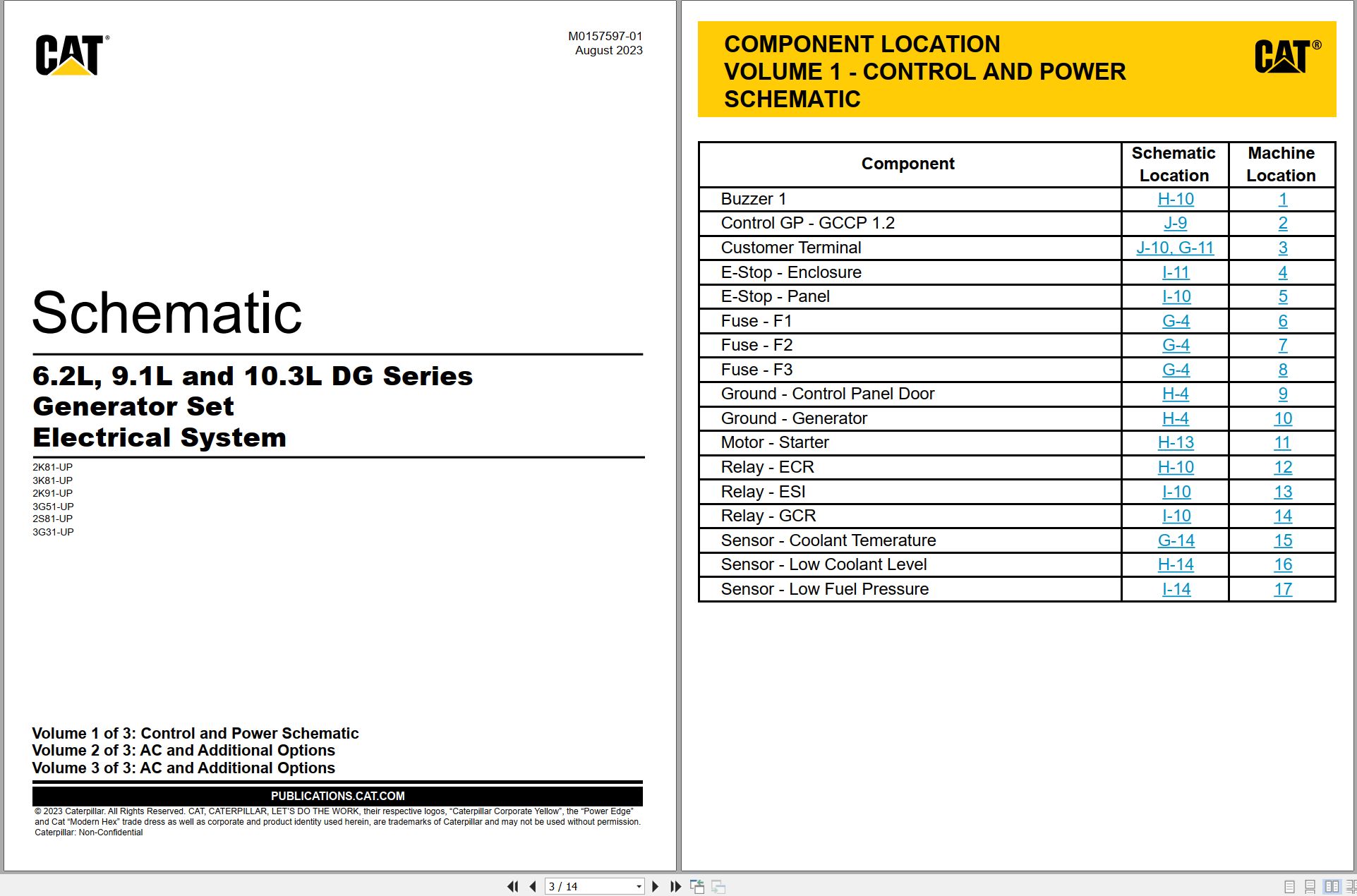 CAT Generator Set 6.2L 9.1L 10.3L Electrical Schematic M0157597 01 2023 (1)