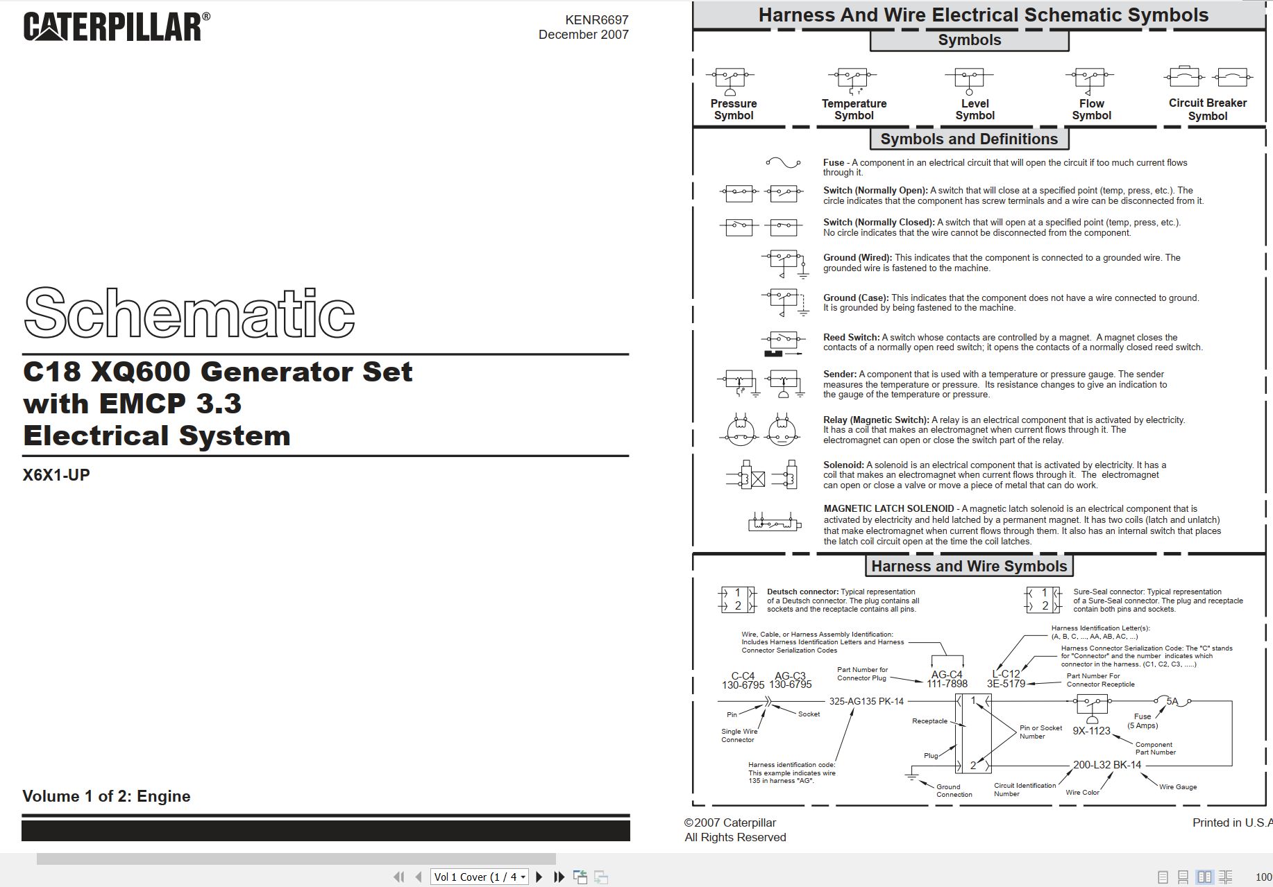 CAT Generator Set C18 XQ600 Electrical Schematic KENR6697 00 2007 (1)