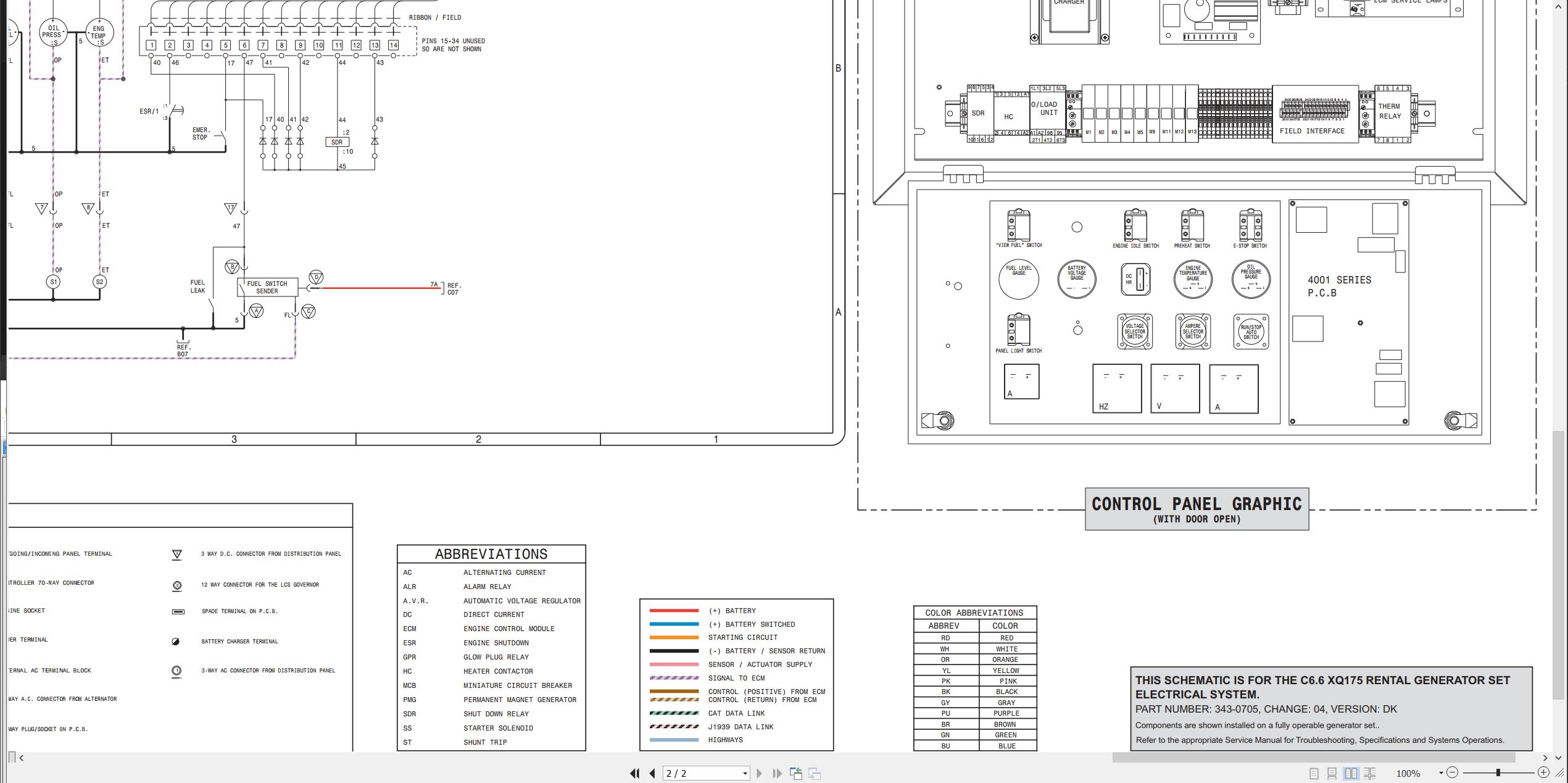 CAT Generator Set C6.6 XQ175 Electrical Schematic (2)
