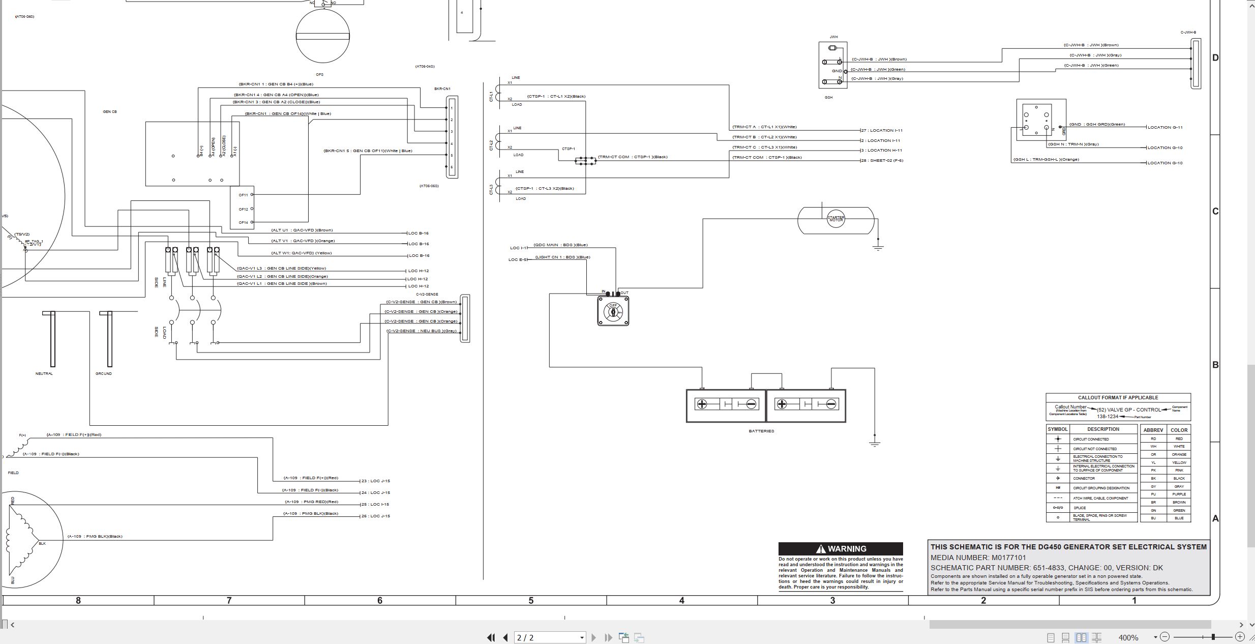 CAT Generator Set DG450 Electrical Schematic M0177101 00 2025 (2)