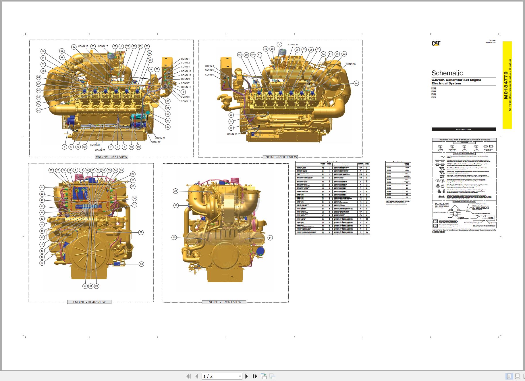 CAT Generator Set Engine G3512K Electrical Schematic M0184770 00 2025 (1)