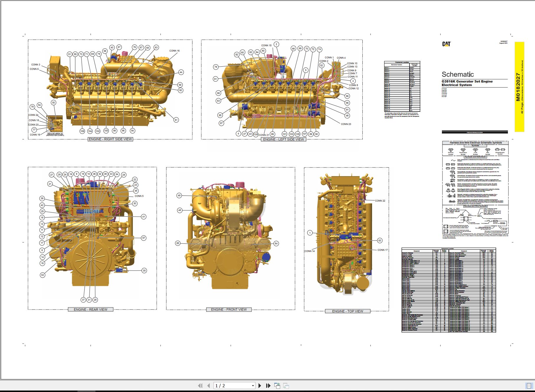 CAT Generator Set Engine G3516K Electrical Schematic M0182027 00 2025 (1)