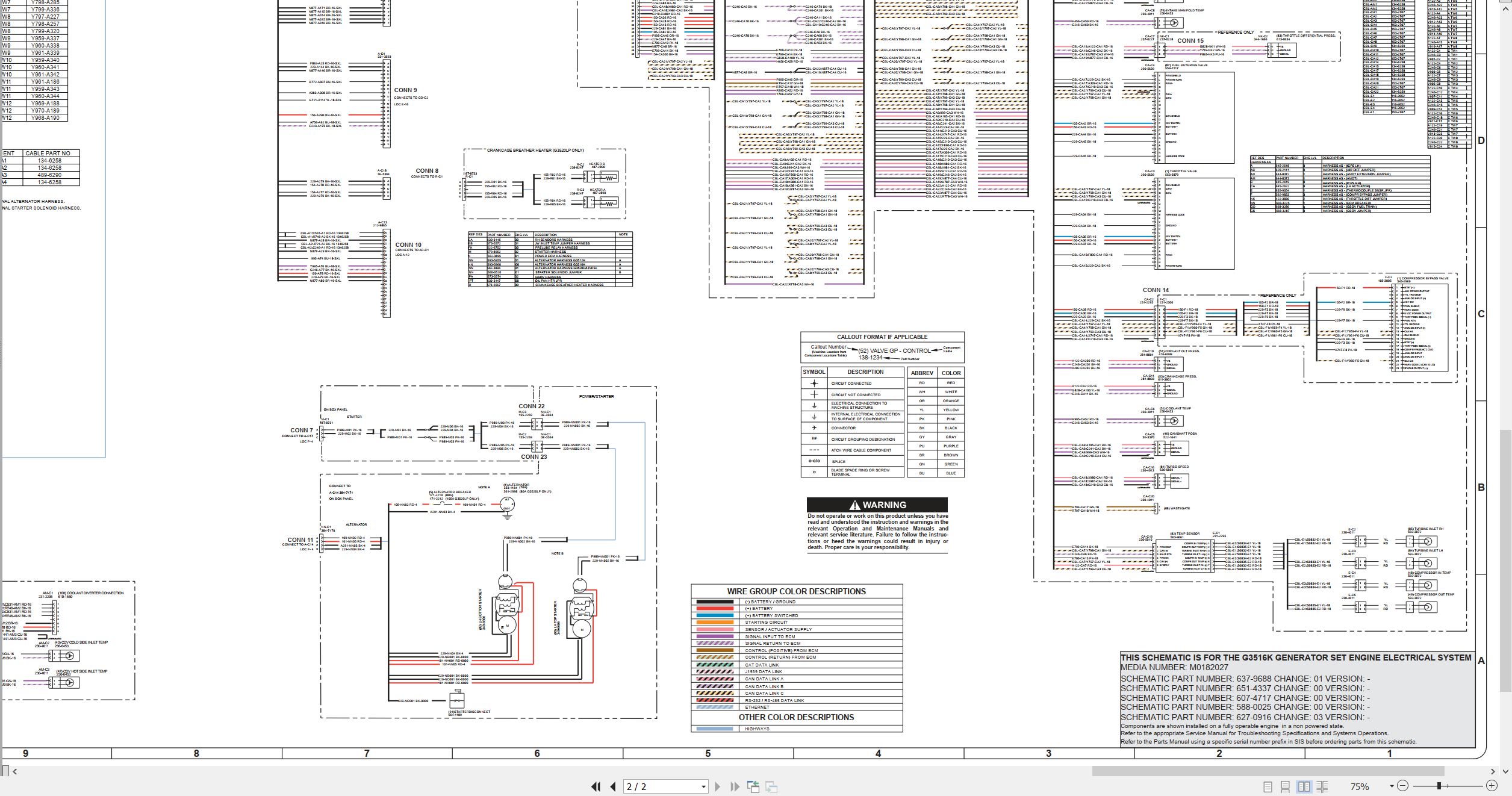 CAT Generator Set Engine G3516K Electrical Schematic M0182027 00 2025 (2)