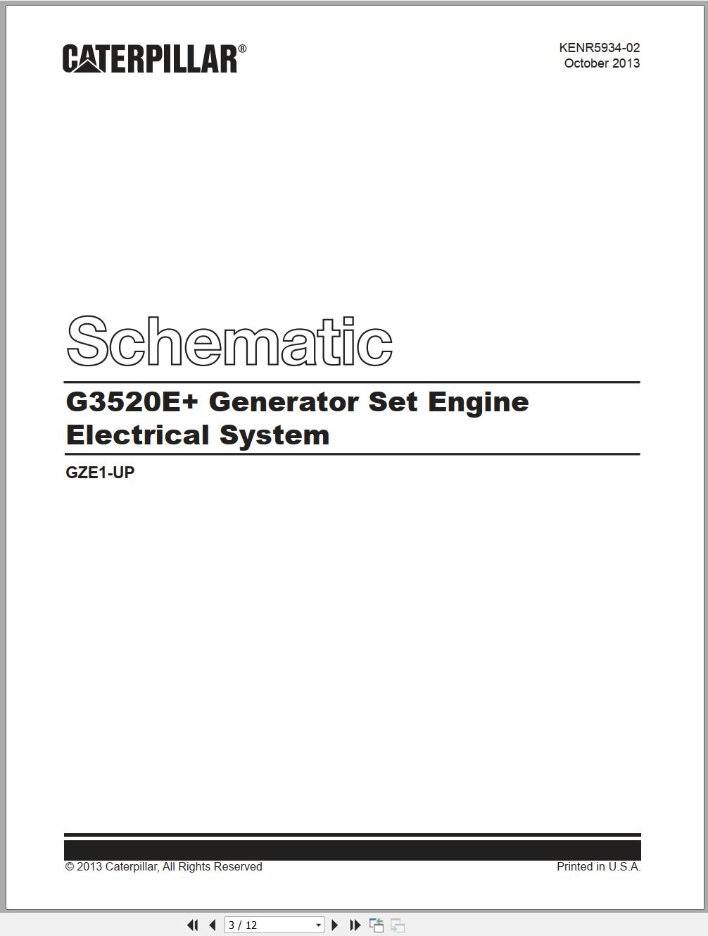CAT Generator Set Engine G3520E+ Electrical Schematic KENR5934 02 2013 (1)