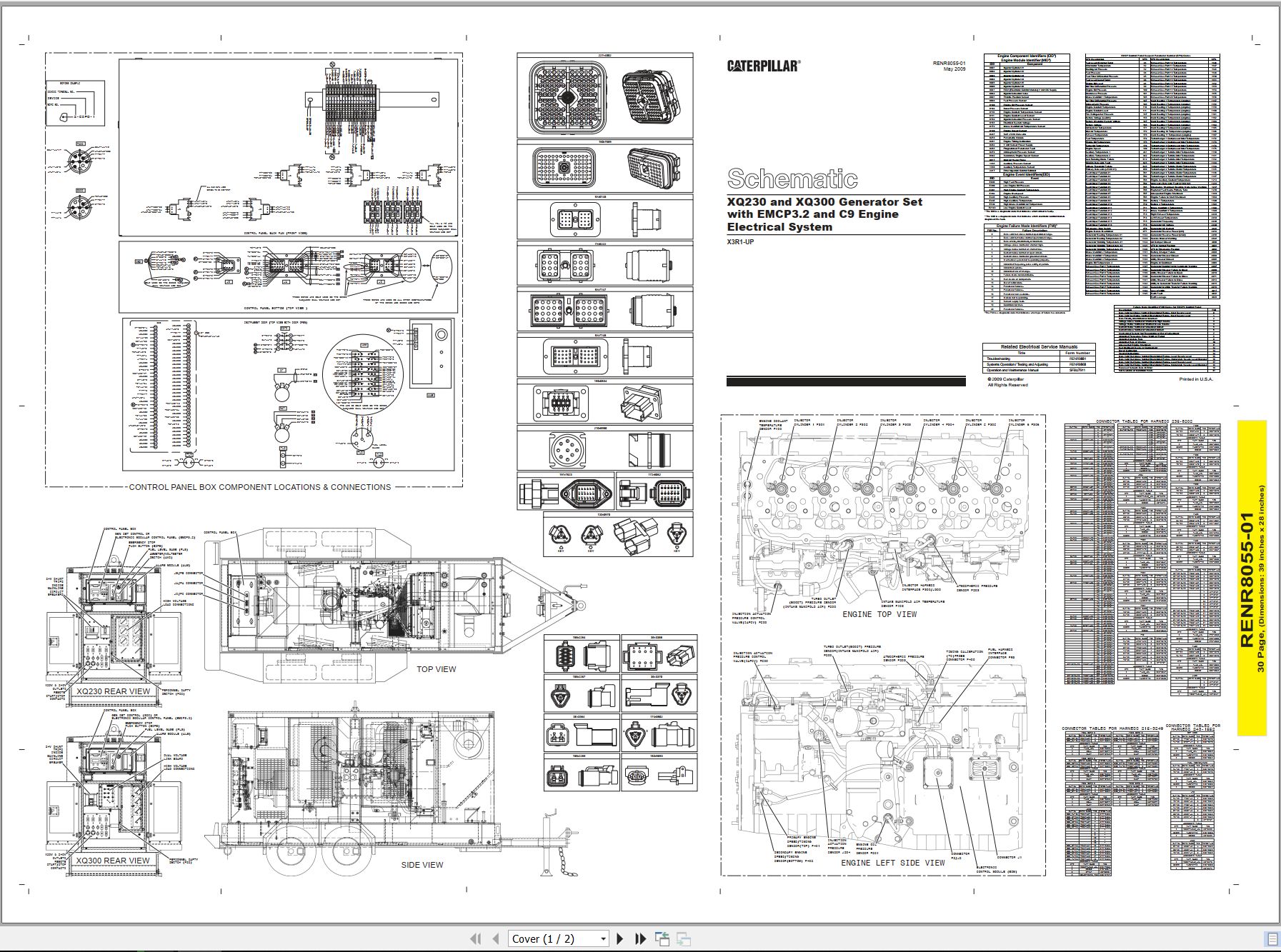 CAT Generator Set XQ230 XQ300 Electrical Schematic RENR8055 01 2009 (1)