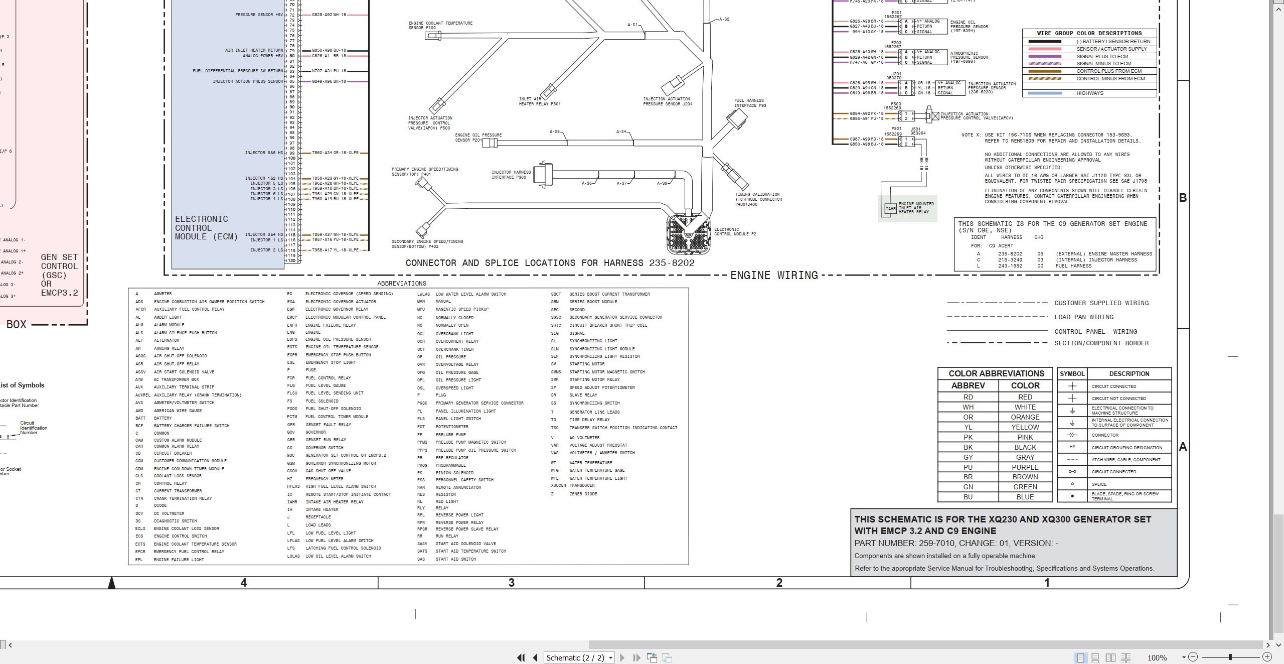 CAT Generator Set XQ230 XQ300 Electrical Schematic RENR8055 01 2009 (2)