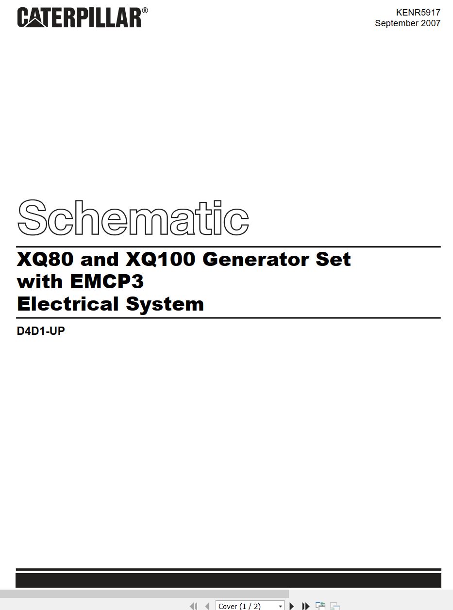 CAT Generator Set XQ80 XQ100 Electrical Schematic KENR5917 00 2007 (1)