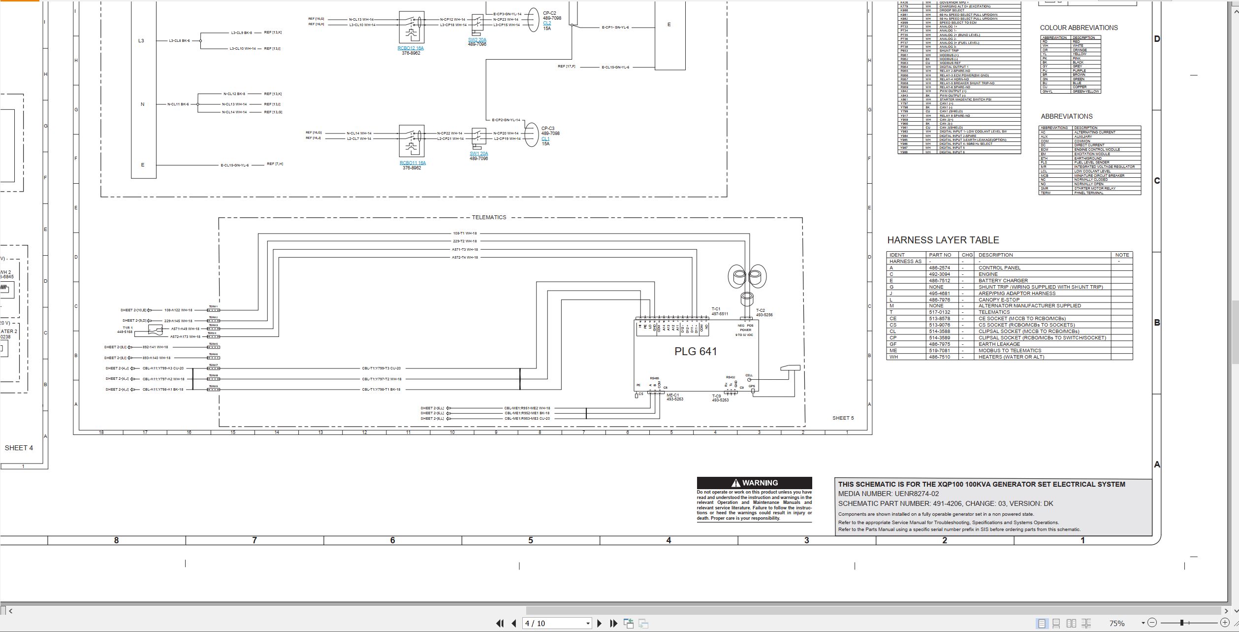 CAT Generator Set XQP100 100KVA Electrical Schematic (2)
