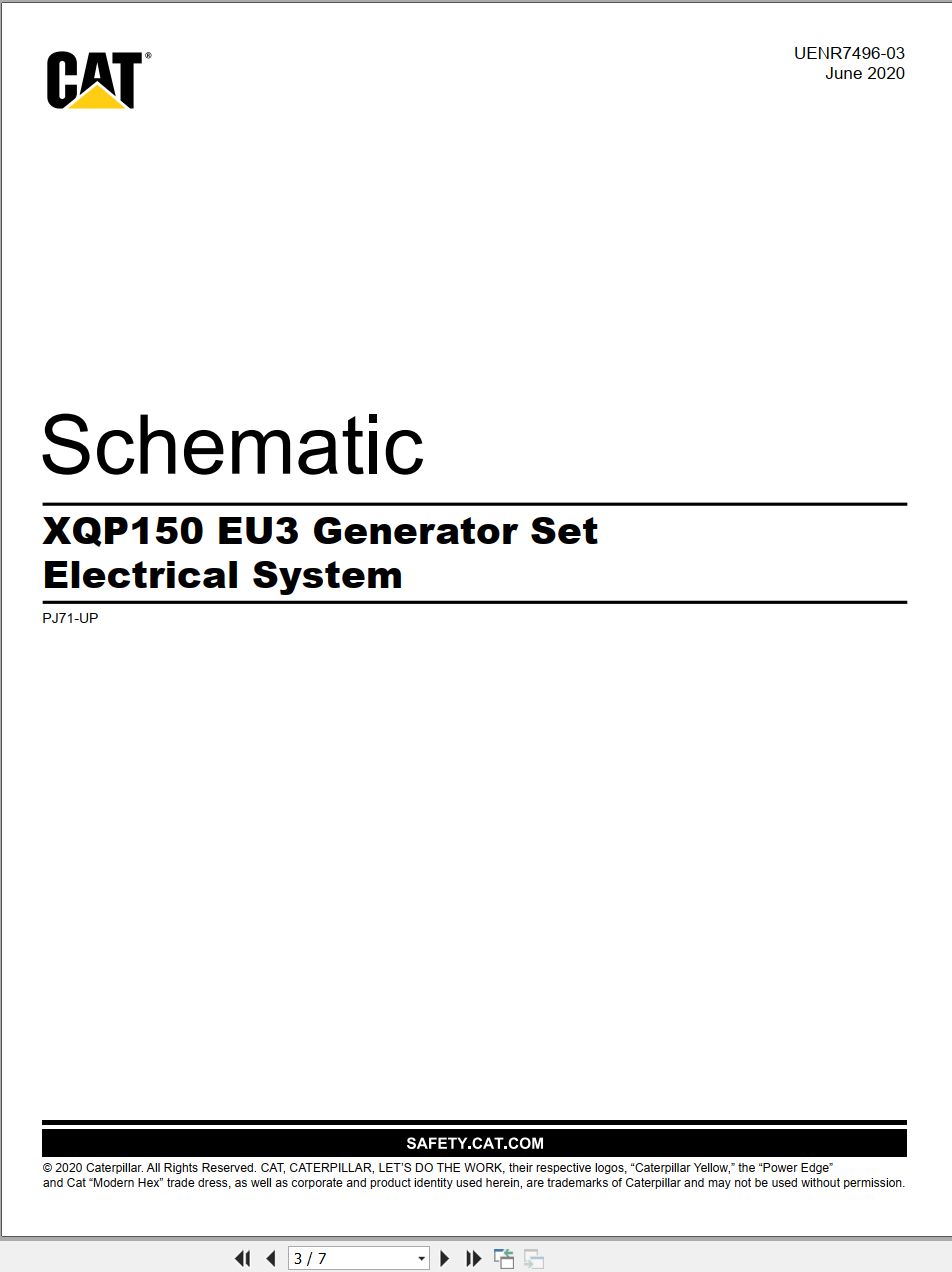 CAT Generator Set XQP150 EU3 Electrical Schematic UENR7496 03 2020 (1)