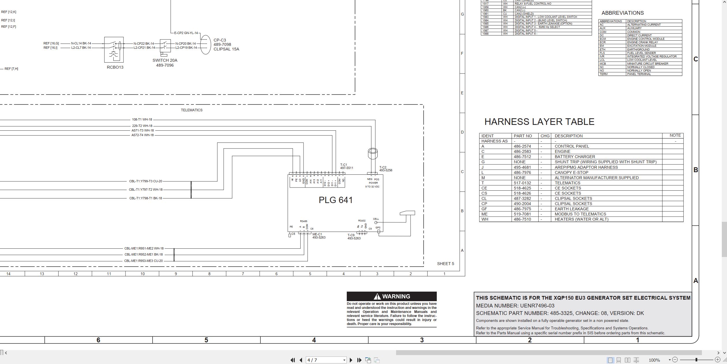CAT Generator Set XQP150 EU3 Electrical Schematic UENR7496 03 2020 (2)