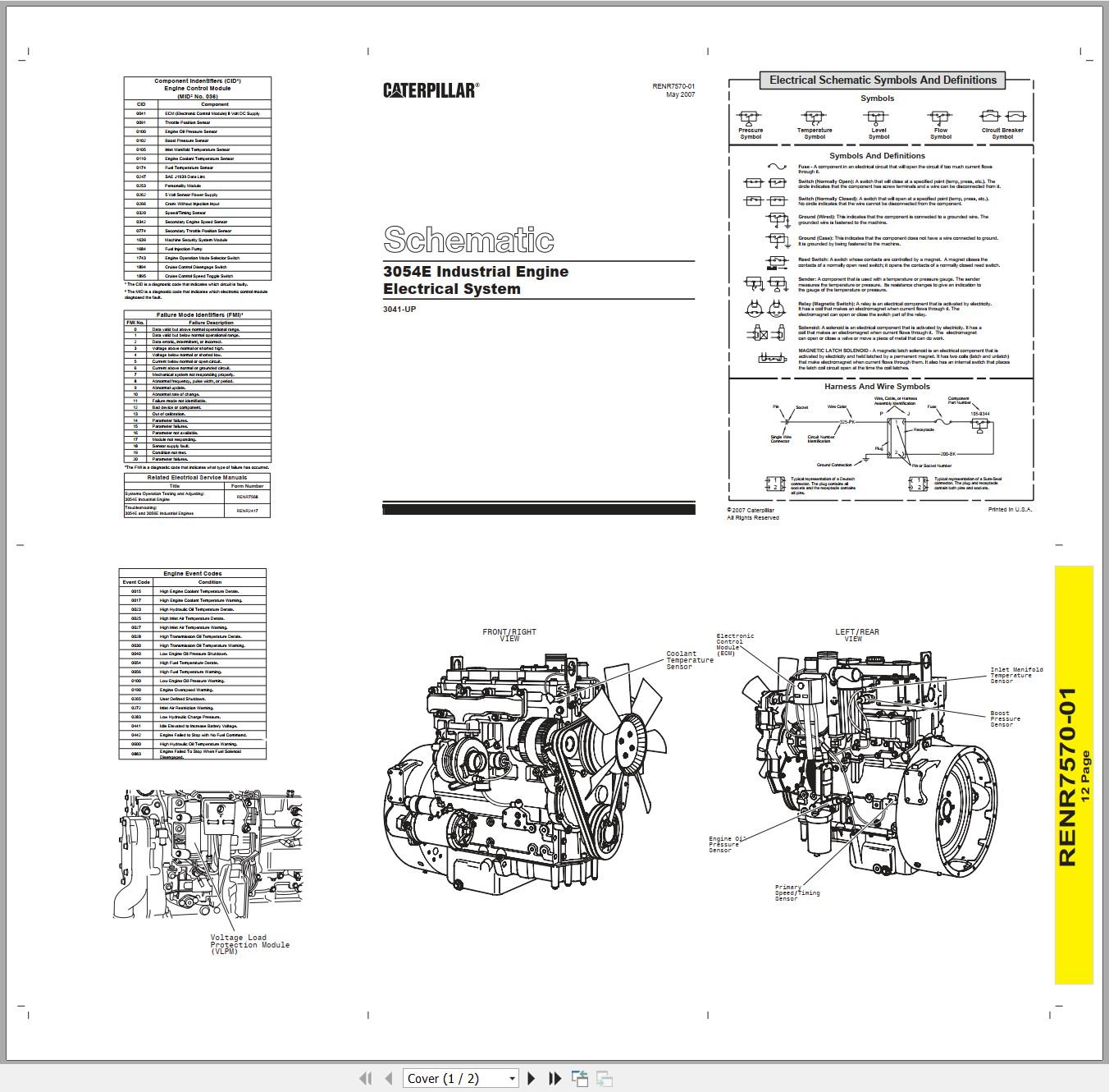 CAT Industrial Engine 3054E Electrical Schematic RENR7570 01 2007 (1)