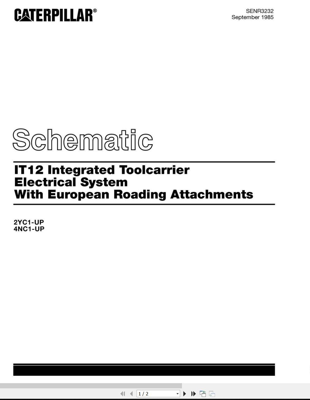 CAT Integrated Toolcarrier IT12 Electrical Schematic SENR3232 00 1985 (1)