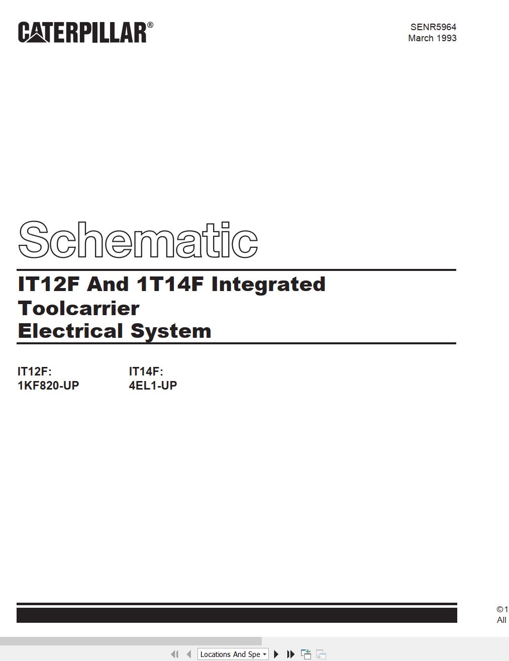 CAT Integrated Toolcarrier IT12F 1T14F Electrical Schematic SENR5964 00 1993 (1)