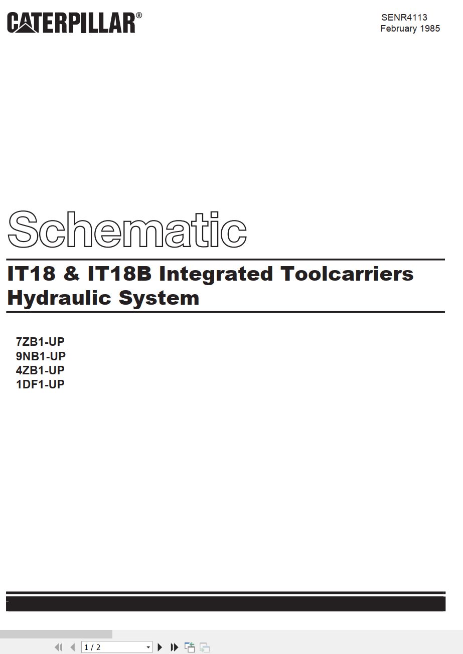 CAT Integrated Toolcarrier IT18 IT18B Hydraulic System Schematic SENR4113 00 1985 (1)