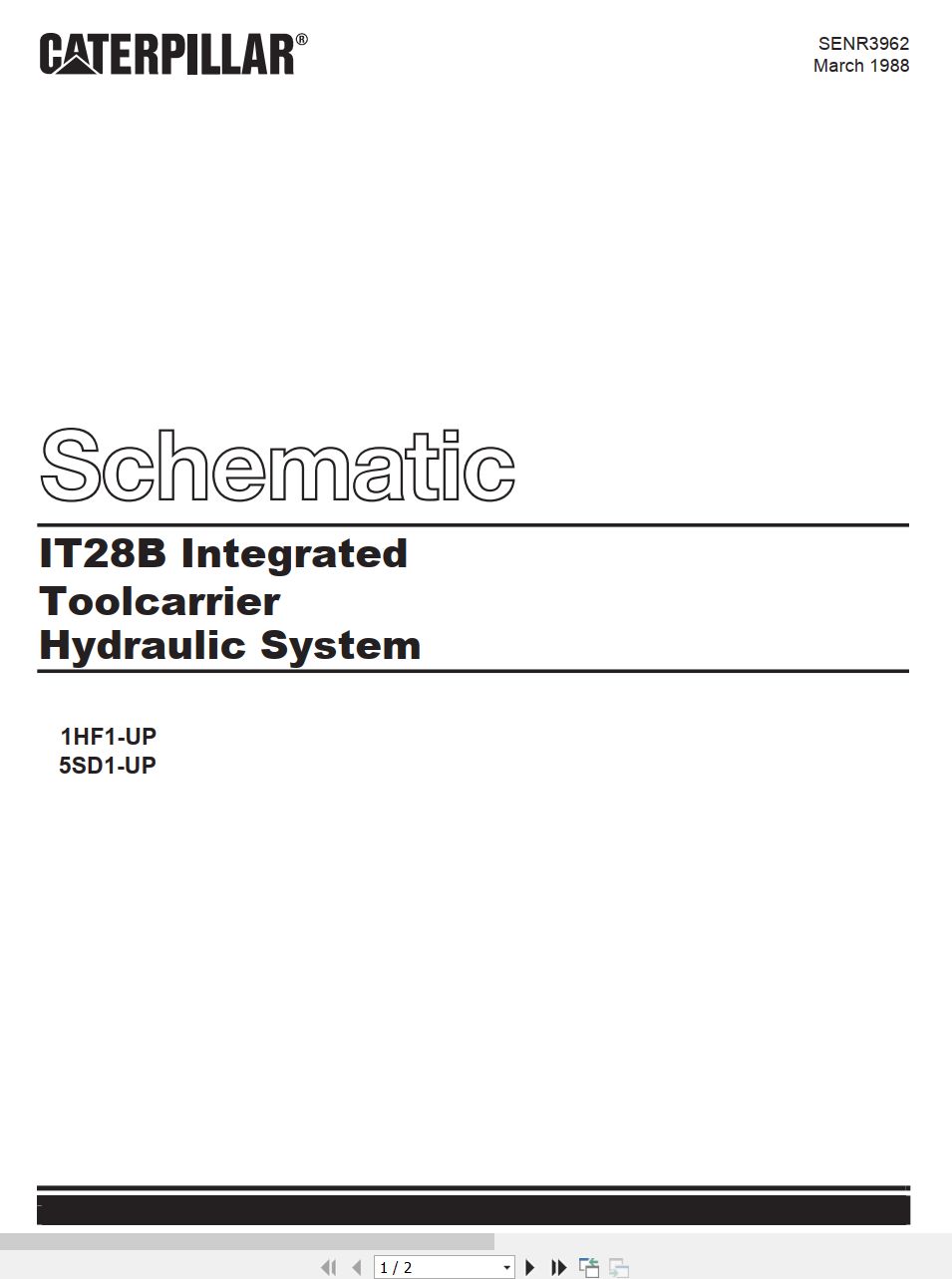 CAT Integrated Toolcarrier IT28B Hydraulic System Schematic SENR3962 00 1988 (1)