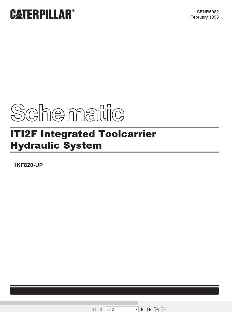 CAT Integrated Toolcarrier ITI2F Hydraulic Schematic SENR5962 00 1993 (1)