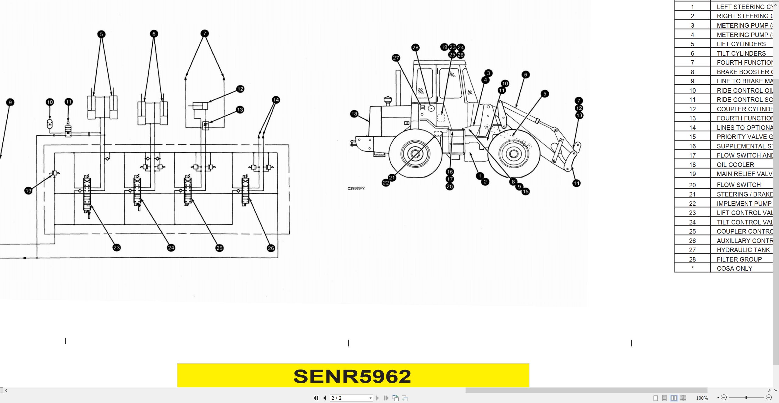 CAT Integrated Toolcarrier ITI2F Hydraulic Schematic SENR5962 00 1993 (2)