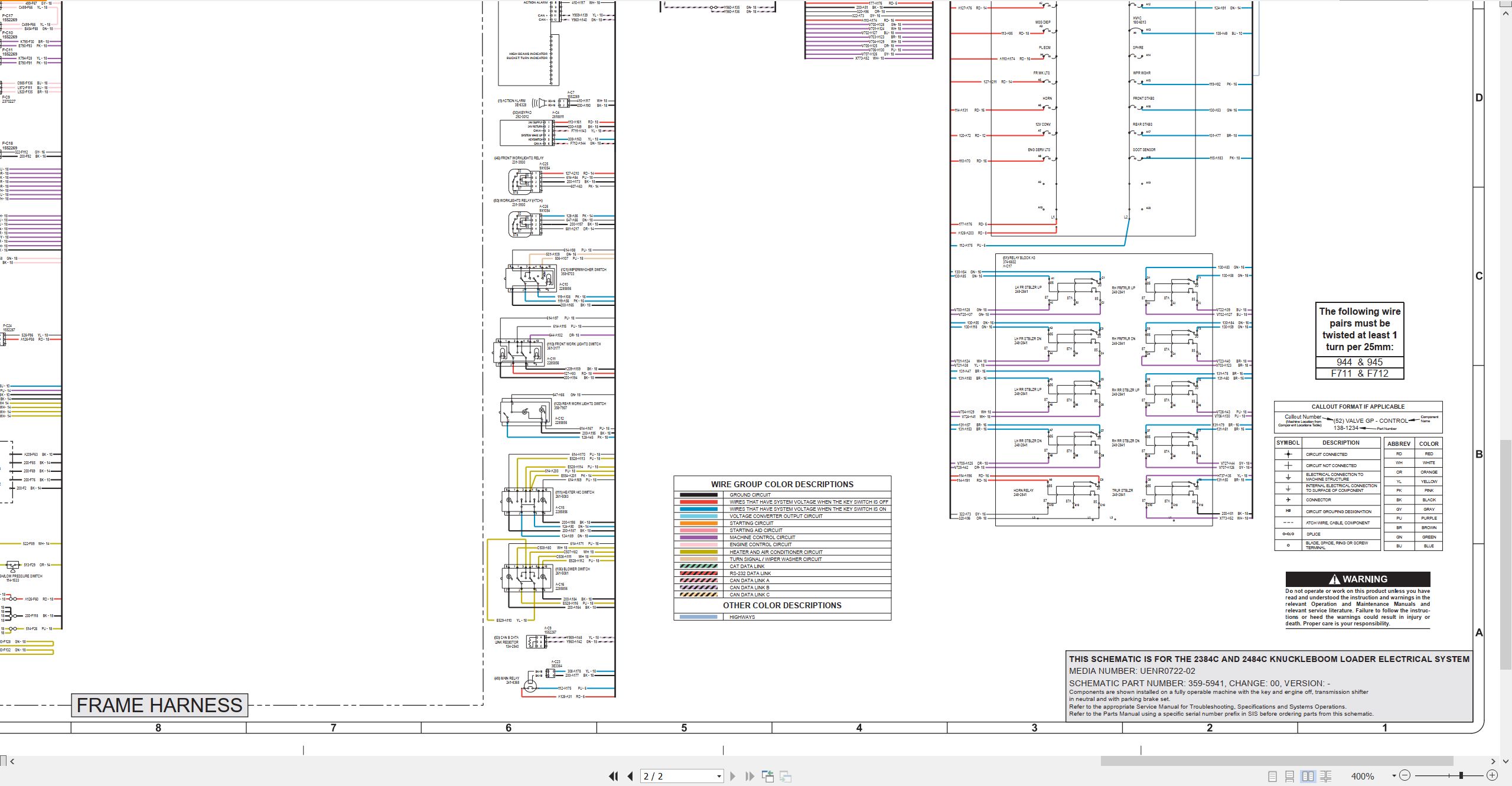 CAT Knuckleboom Loader 2384C Electrical Hydraulic Schematic (2)