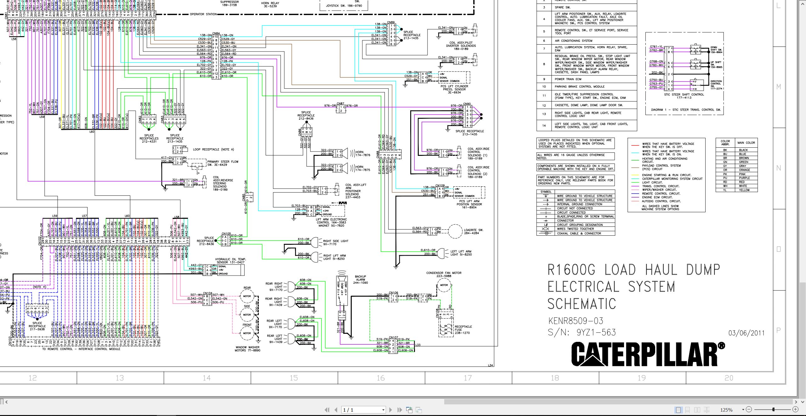 CAT Load Haul Dump R1600G 9YZ1 563 Electrical Schematic (1)