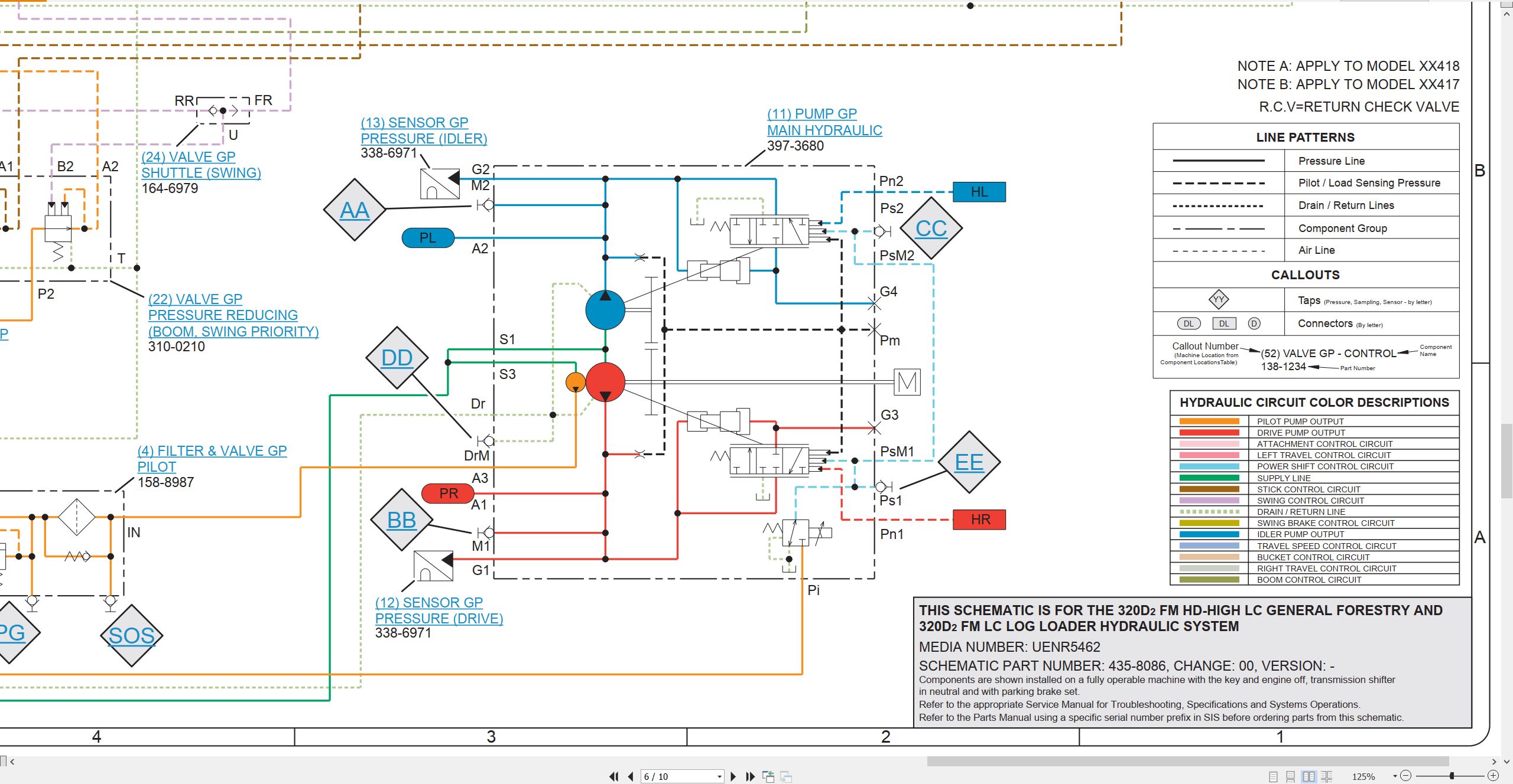 CAT Loader 320D2 FM LC Hydraulic Schematic UENR5462 00 2014 (2)