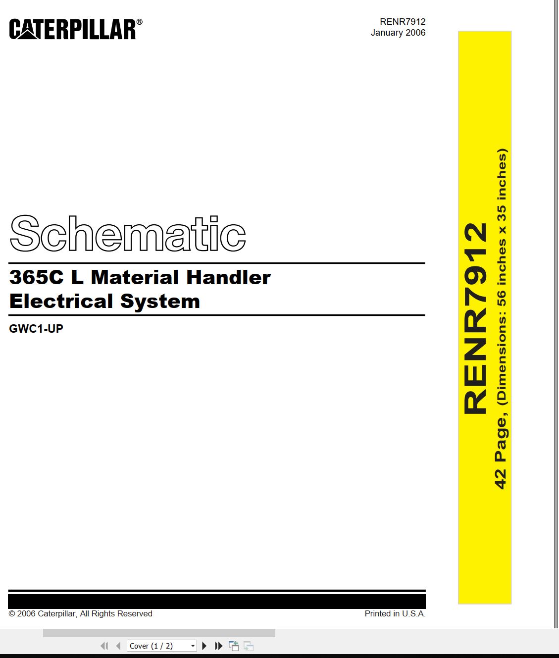 CAT Material Handler 365C L Electrical Schematic RENR7912 00 2006 (1)