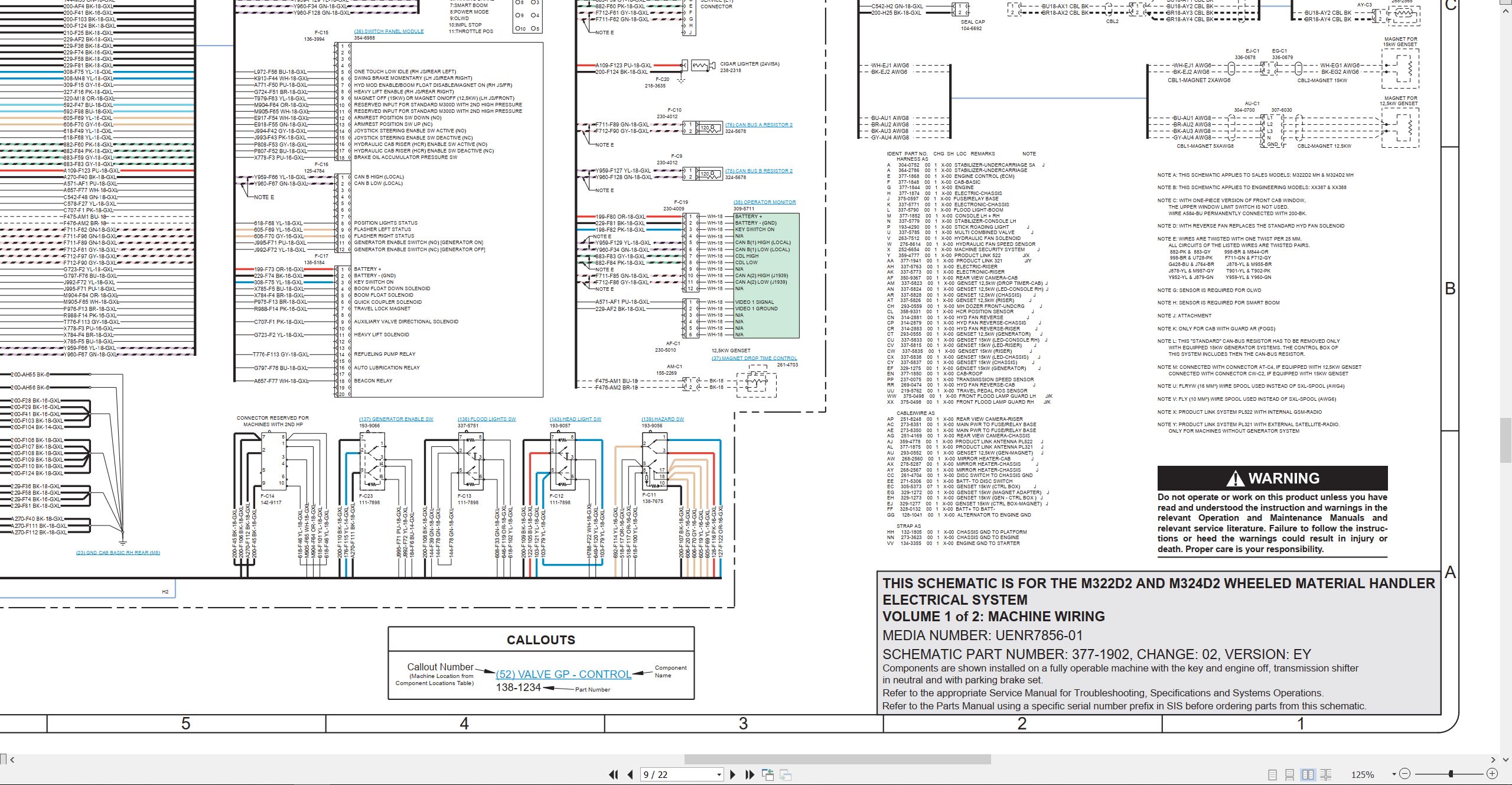 CAT Material Handler M322D2 M324D2 Electrical Schematic UENR7856 01 2017 (2)
