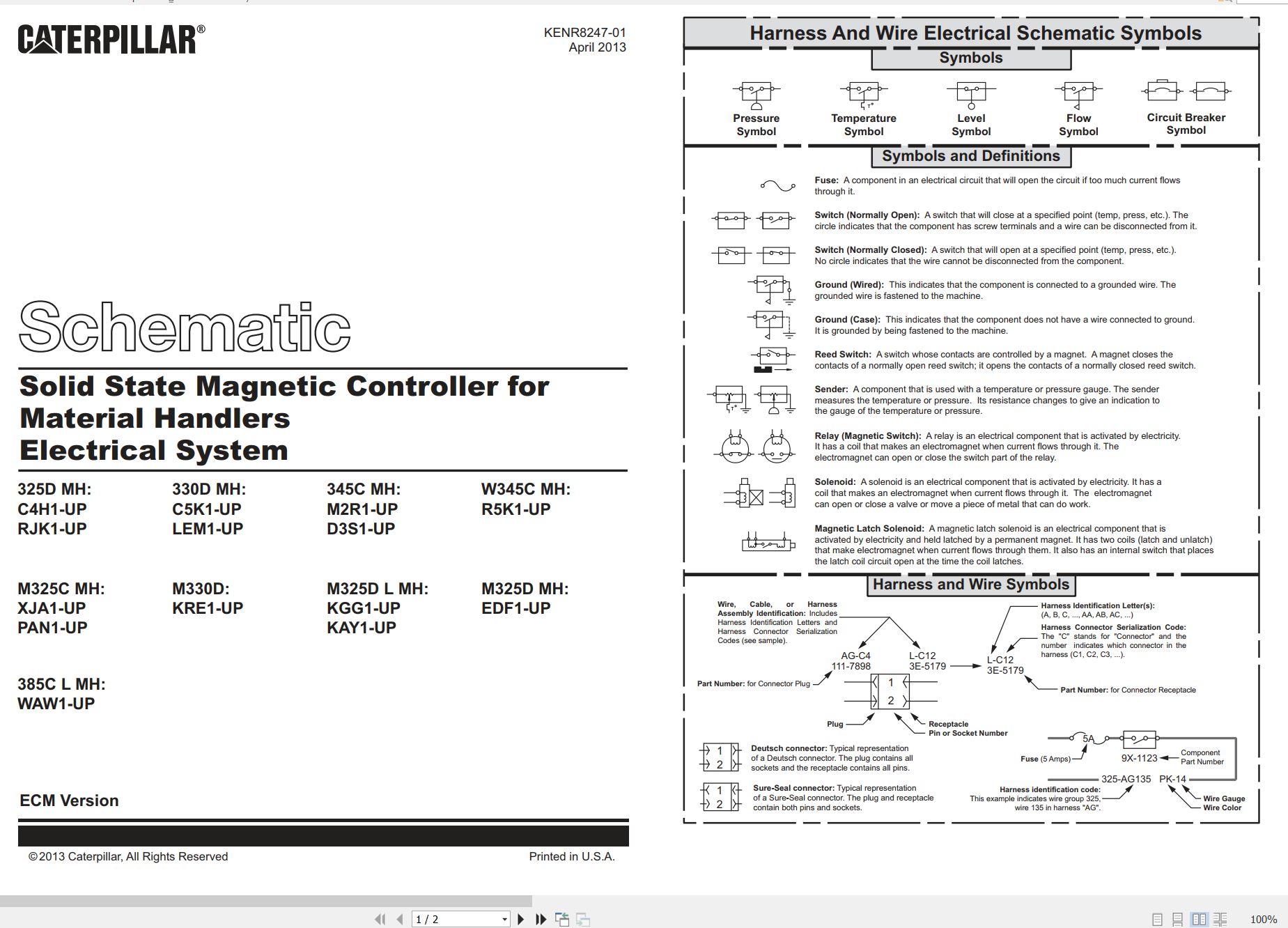 CAT Material Handler M325D L MH Electrical Schematic KENR8247 01 2013 (1)