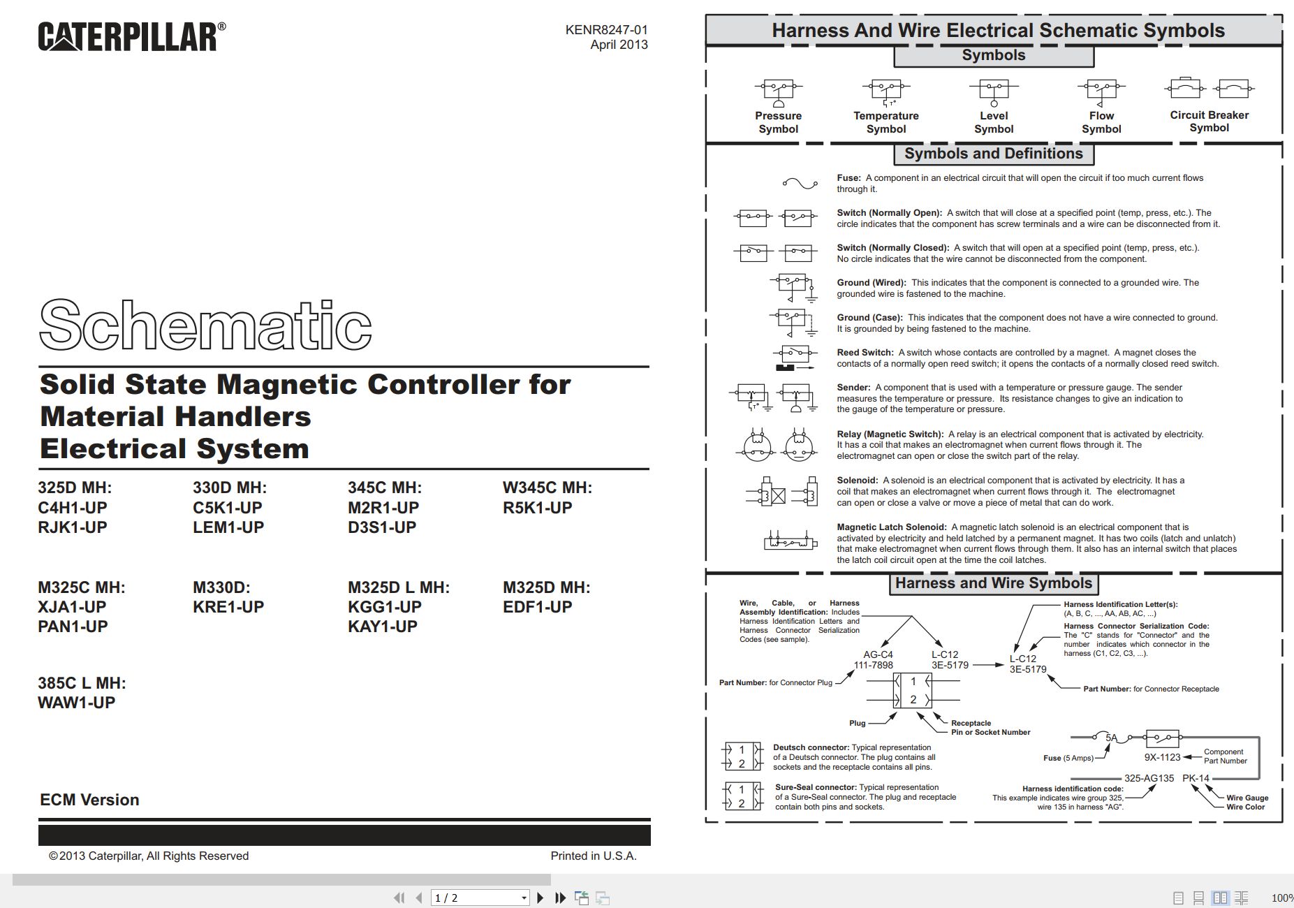 CAT Material Handler M325D MH Electrical Schematic KENR8247 01 2013 (1)