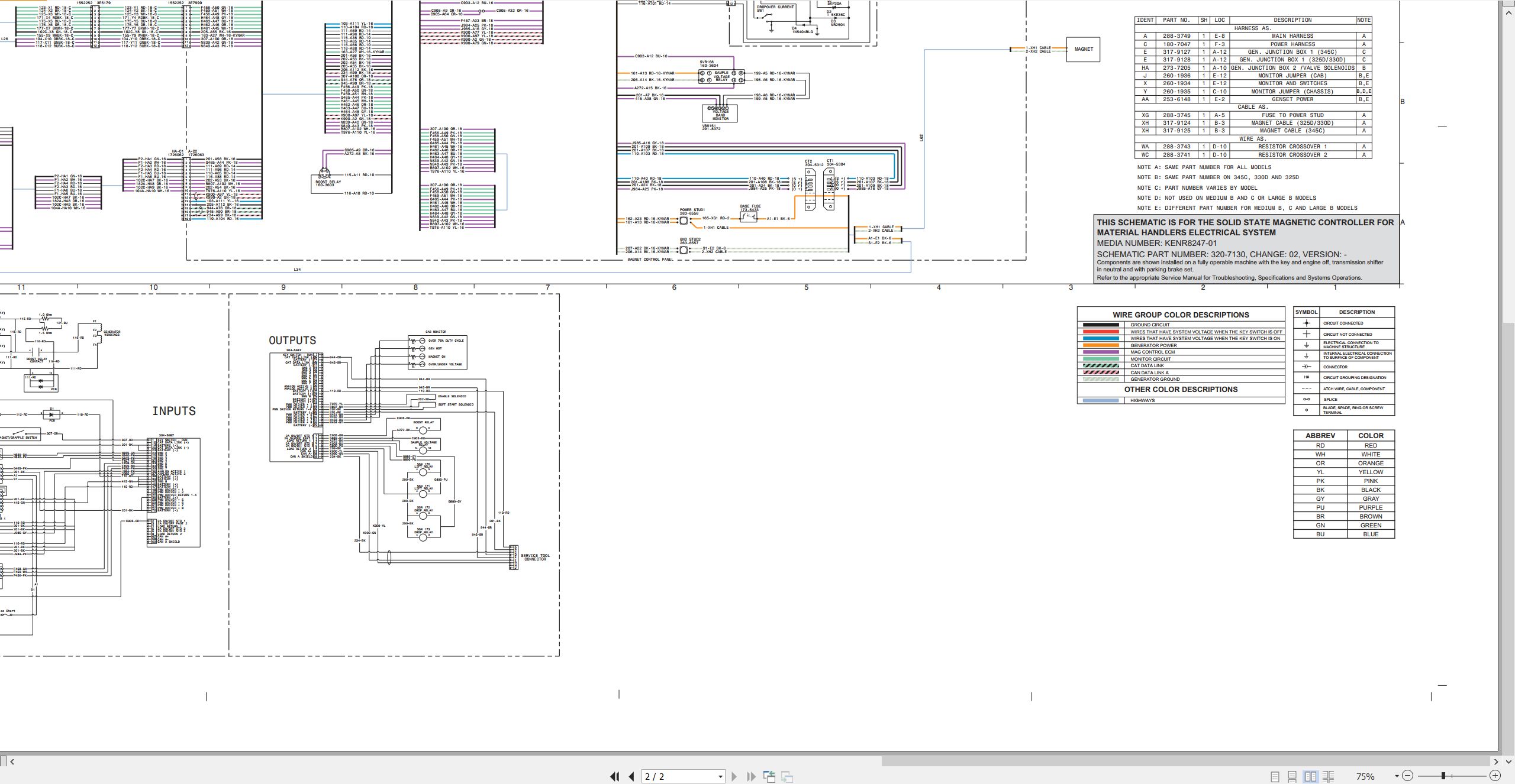 CAT Material Handler M325D MH Electrical Schematic KENR8247 01 2013 (2)
