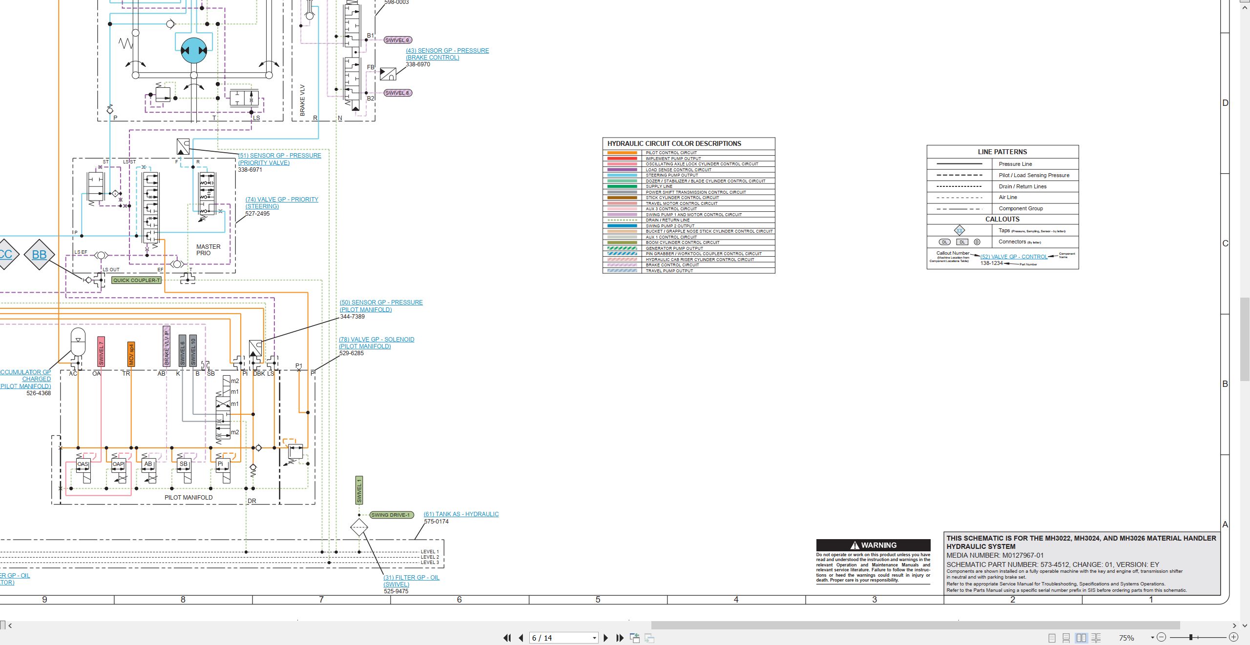 CAT Material Handler MH3022 Electrical Hydraulic Schematic (3)