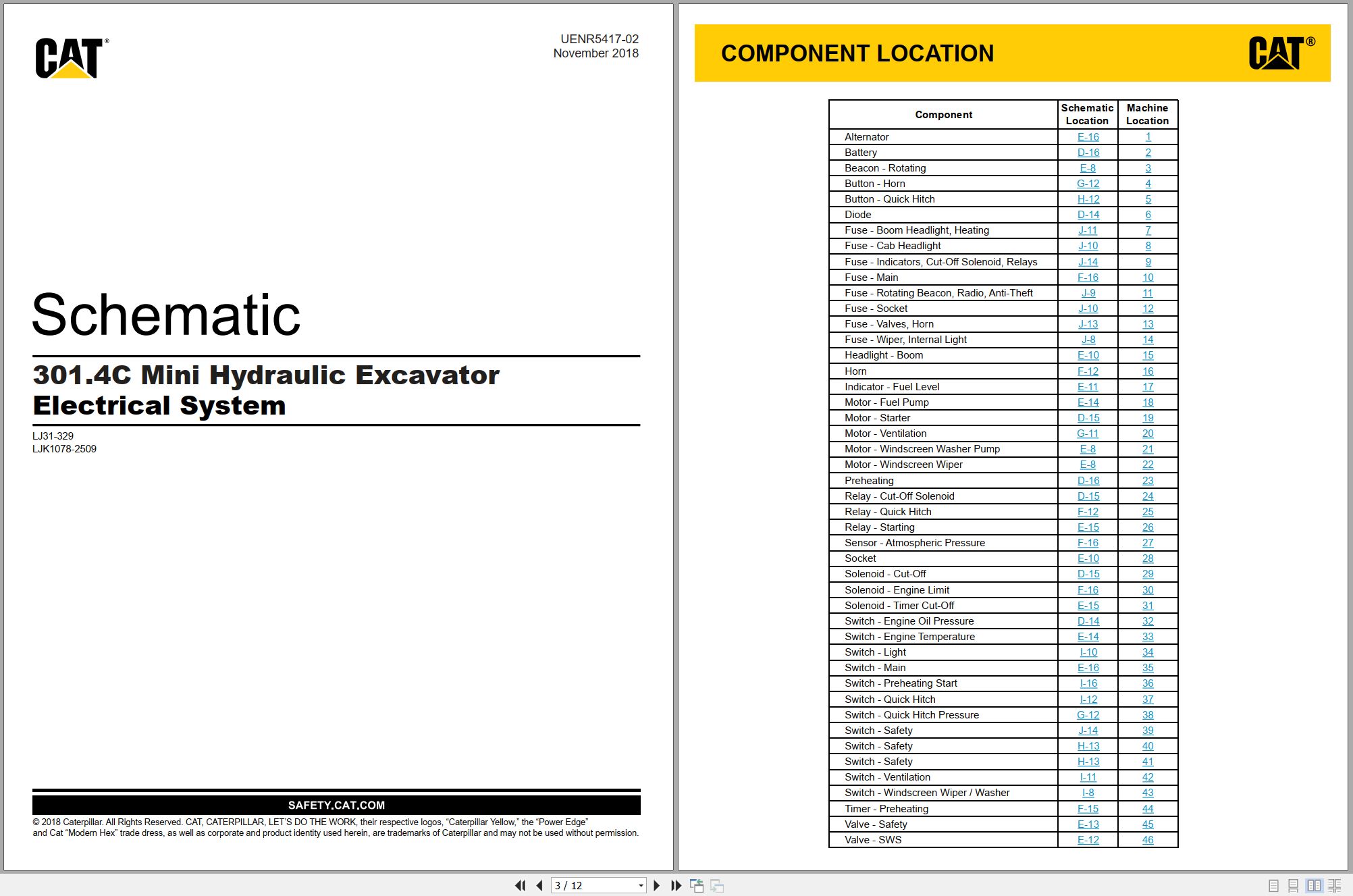 CAT Mini Hydraulic Excavator 301.4C Electrical Hydraulic Schematic (1)