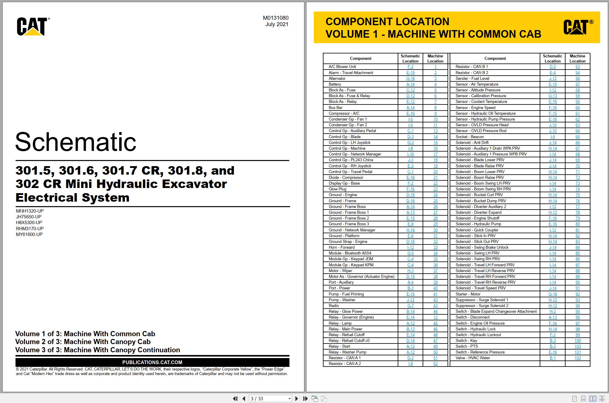 CAT Mini Hydraulic Excavator 301.5 Electrical Hydraulic Schematic (1)