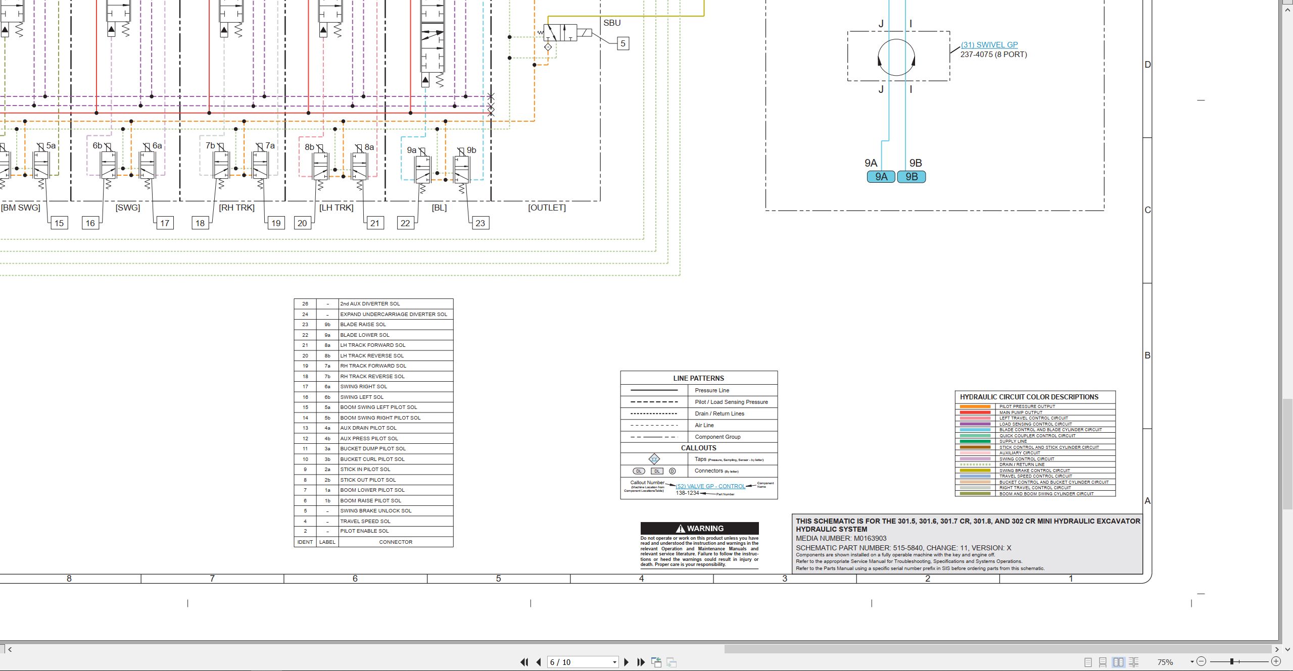CAT Mini Hydraulic Excavator 301.6 Electrical Hydraulic Schematic (3)