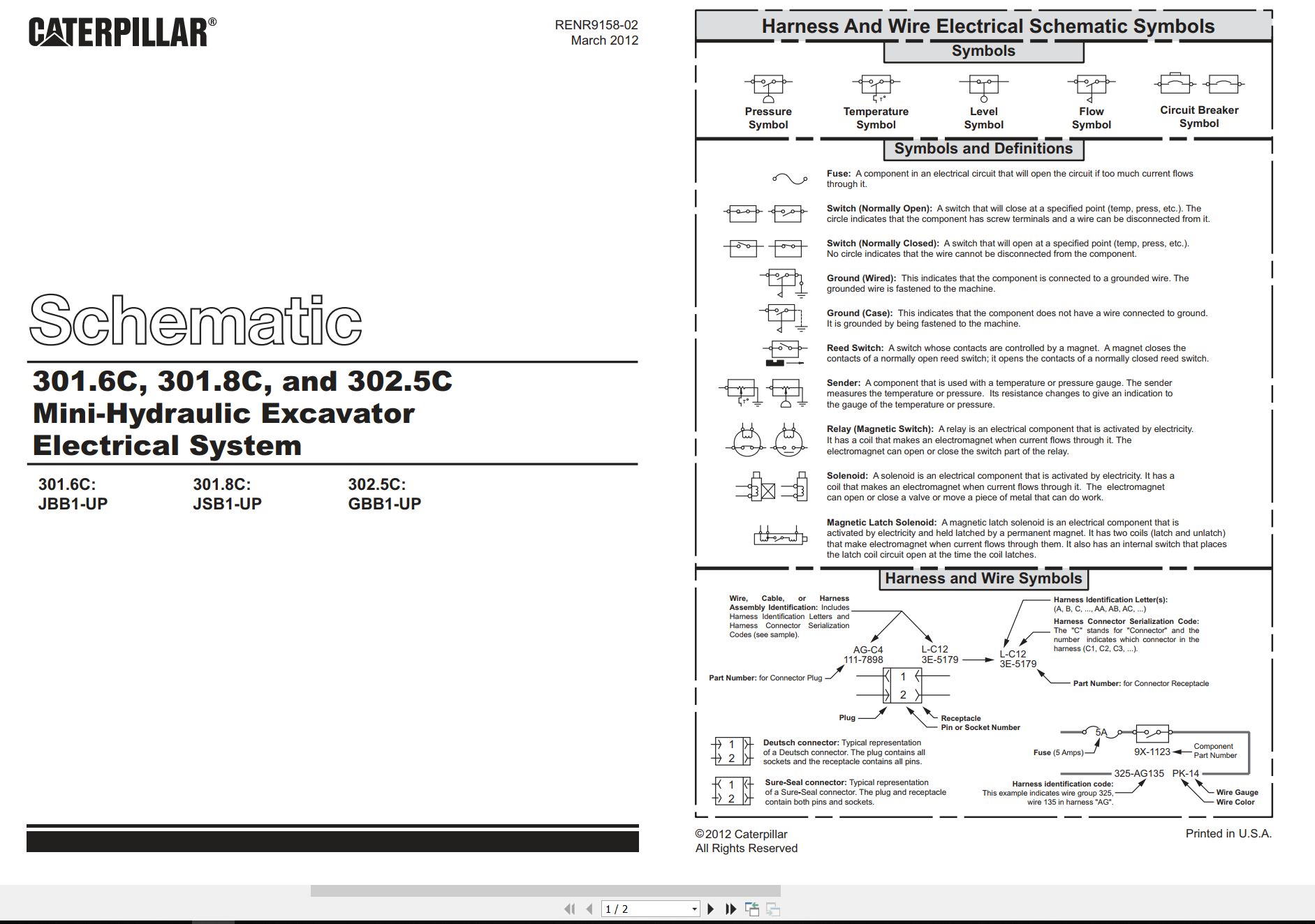 CAT Mini Hydraulic Excavator 301.6C Electrical Hydraulic Schematic (1)