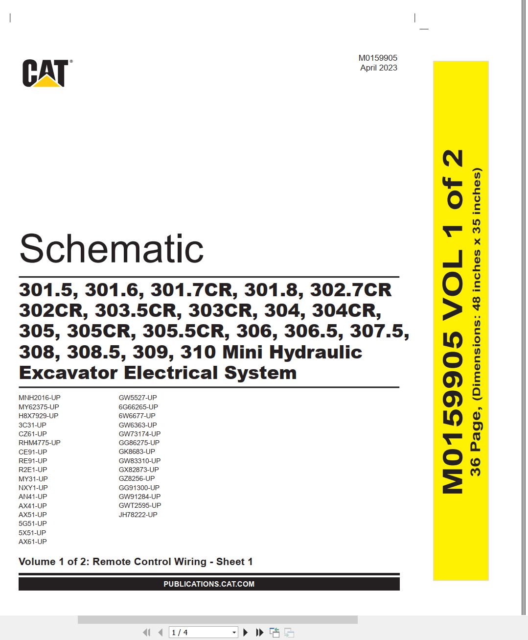 CAT Mini Hydraulic Excavator 301.7CR Electrical Schematic (1)
