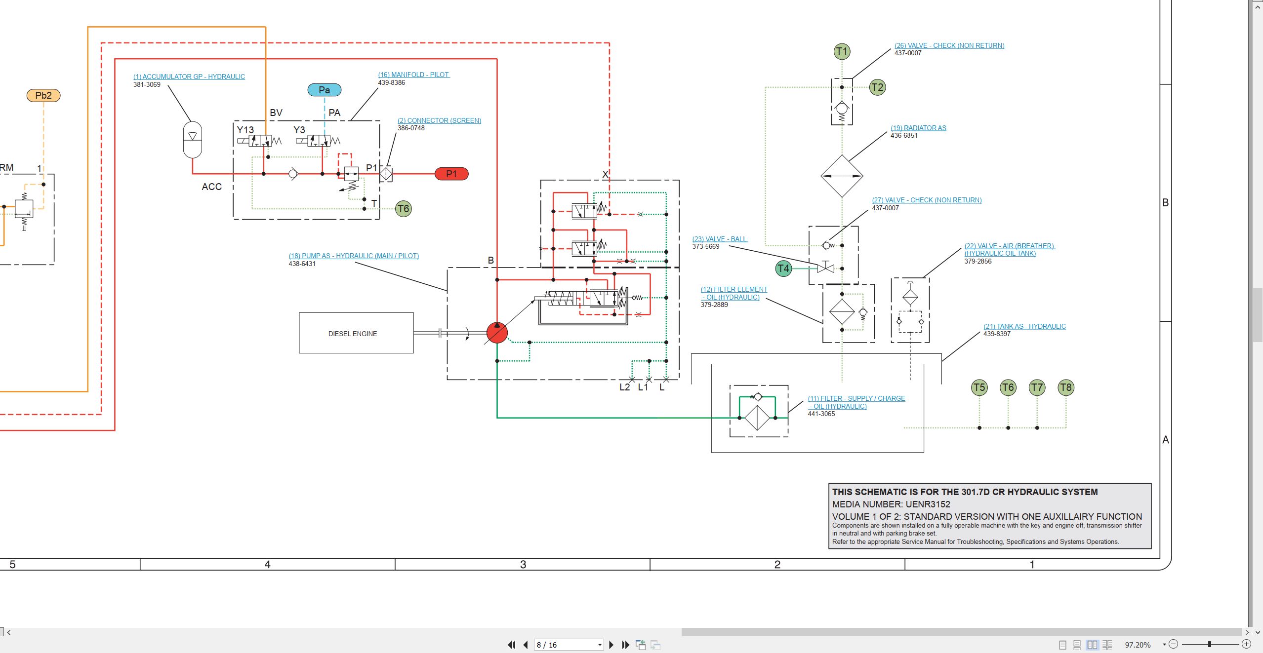 CAT Mini Hydraulic Excavator 301.7D Electrical Hydraulic Schematic (3)