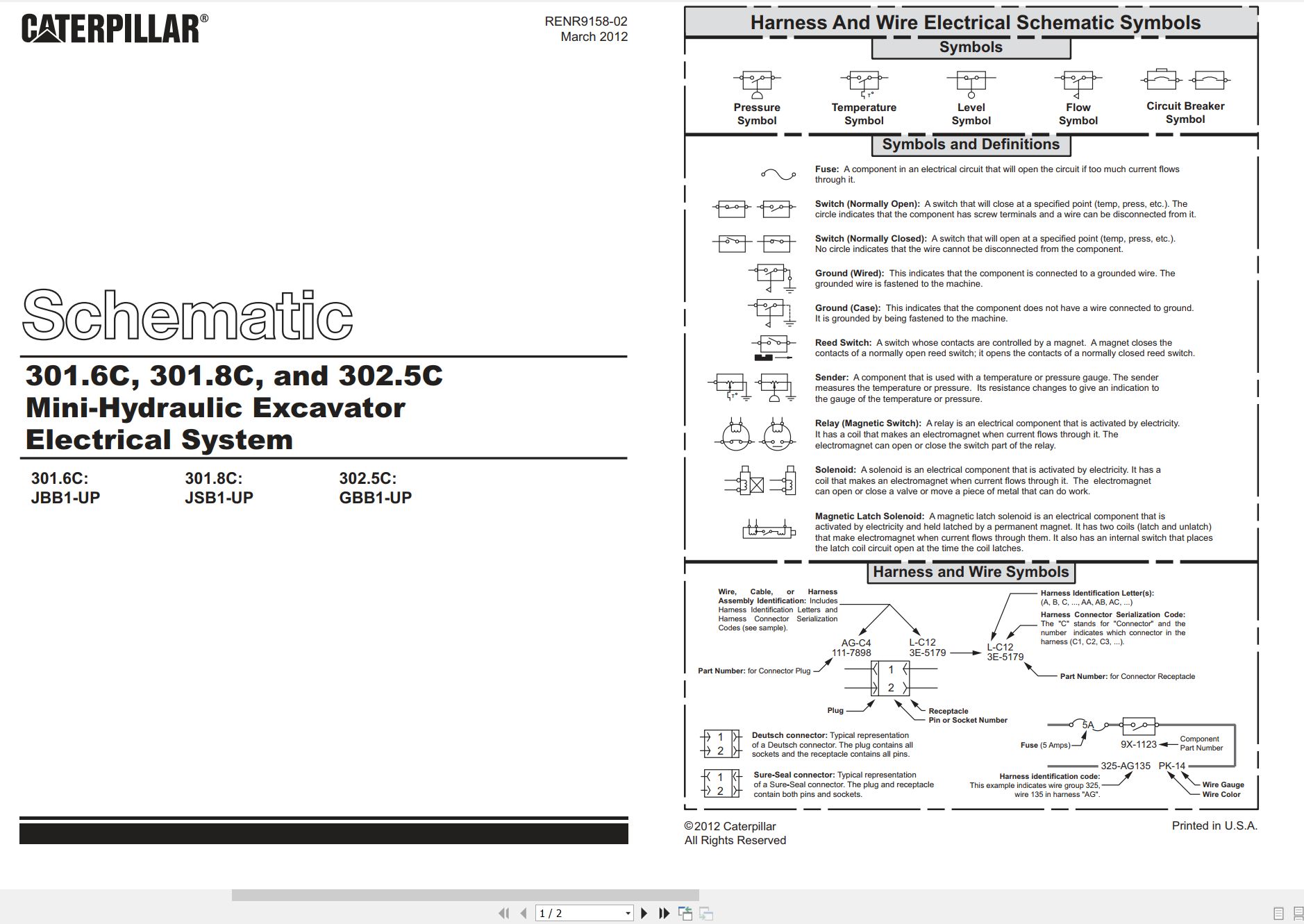 CAT Mini Hydraulic Excavator 301.8C Electrical Hydraulic Schematic (1)