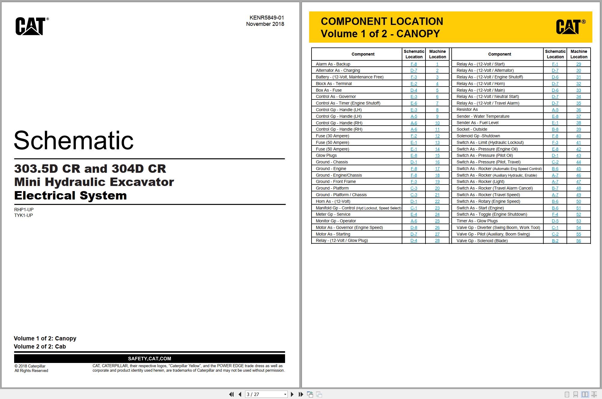 CAT Mini Hydraulic Excavator 303.5D CR Electrical Hydraulic Schematic (1)