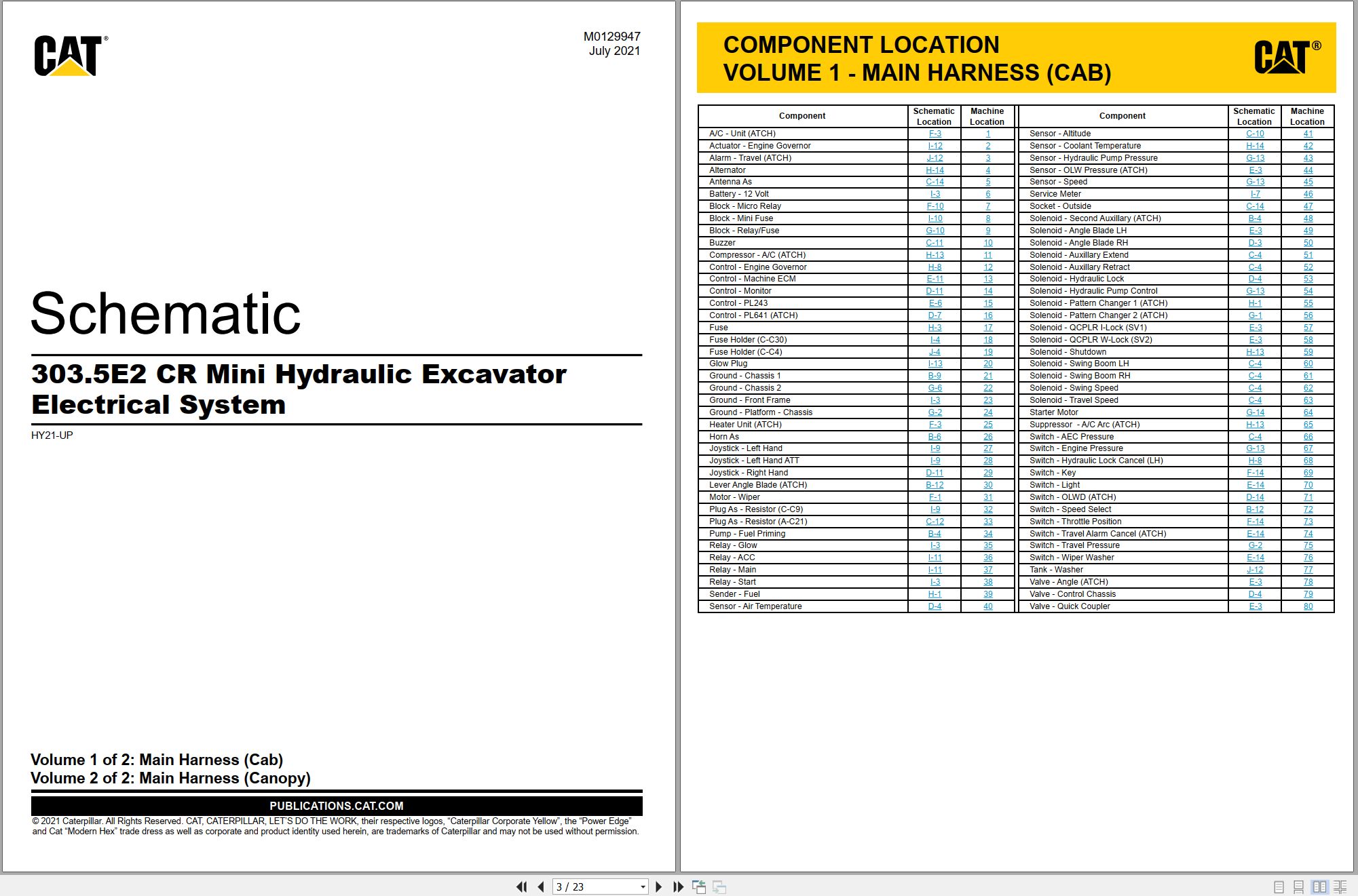 CAT Mini Hydraulic Excavator 303.5E2 CR Electrical Hydraulic Schematic (1)