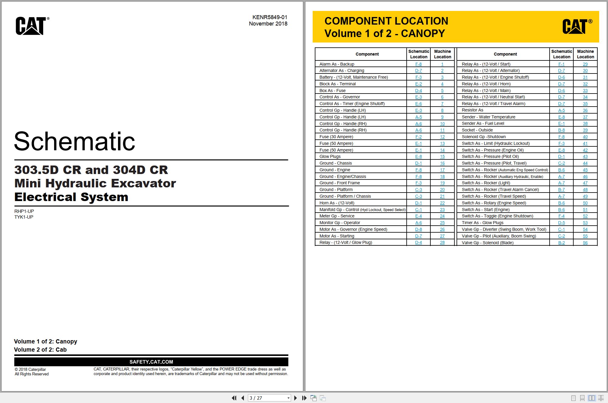 CAT Mini Hydraulic Excavator 304D CR Electrical Hydraulic Schematic (1)