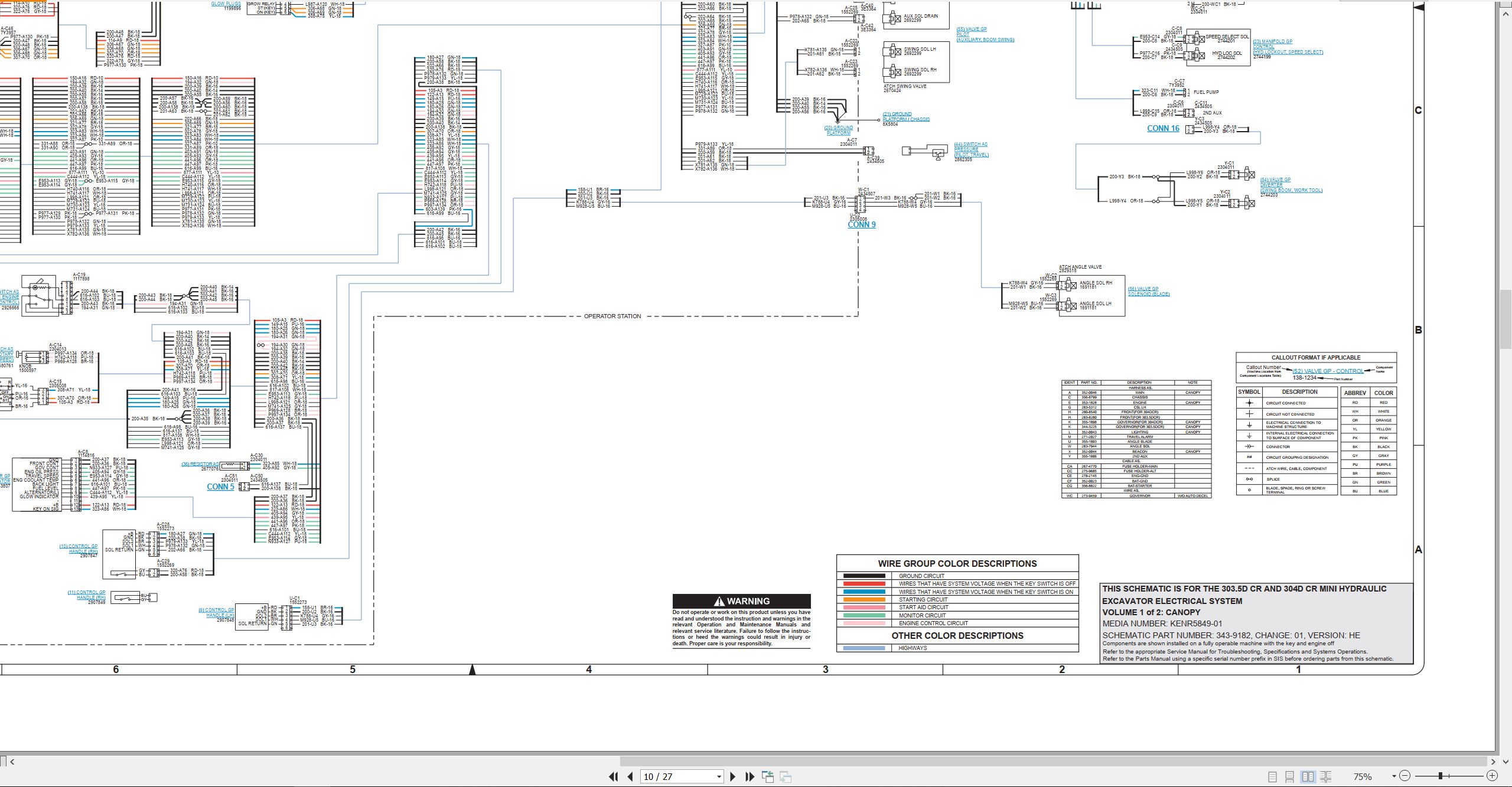 CAT Mini Hydraulic Excavator 304D CR Electrical Hydraulic Schematic (2)