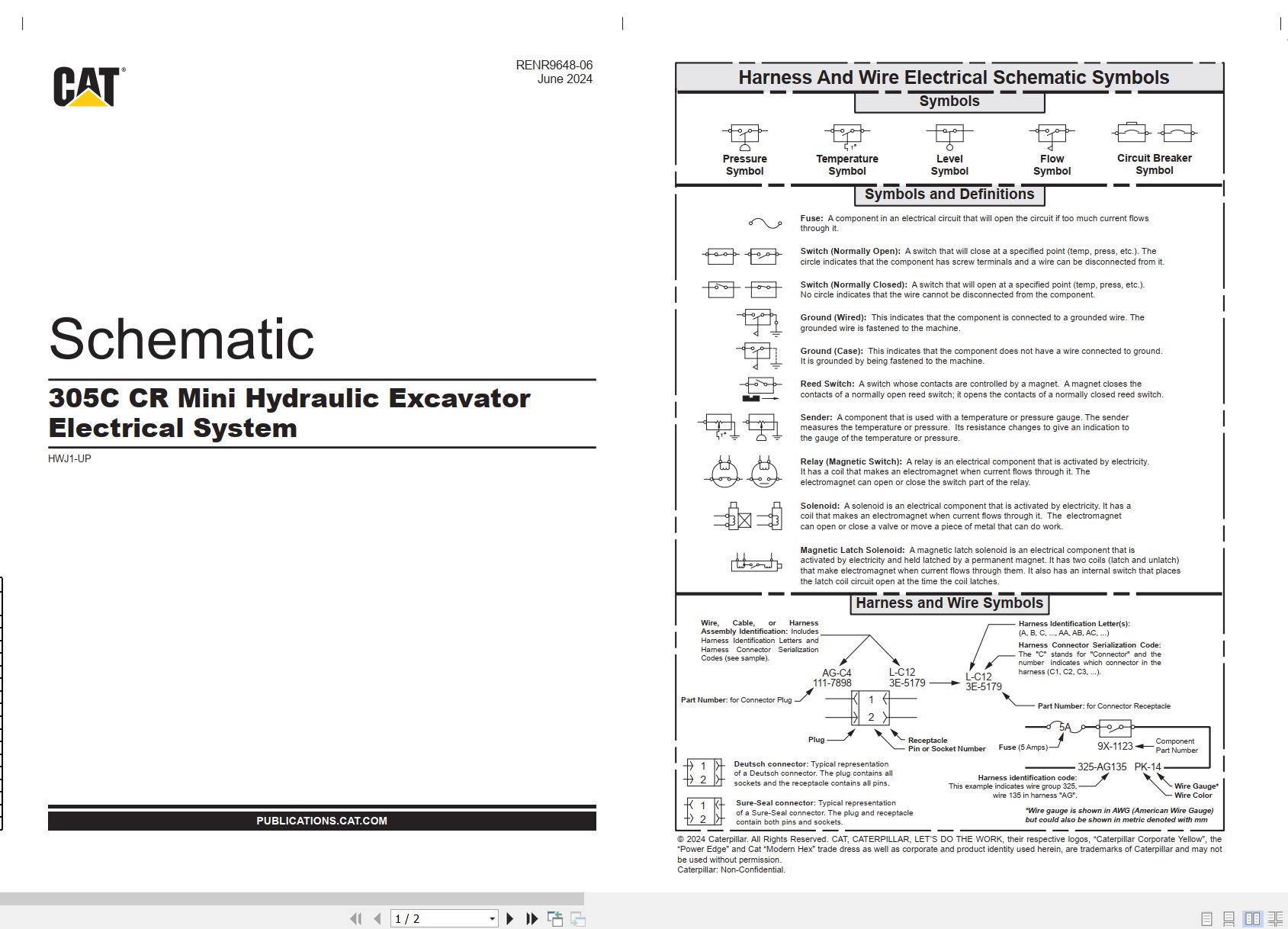 CAT Mini Hydraulic Excavator 305C CR Electrical Hydraulic Schematic (1)