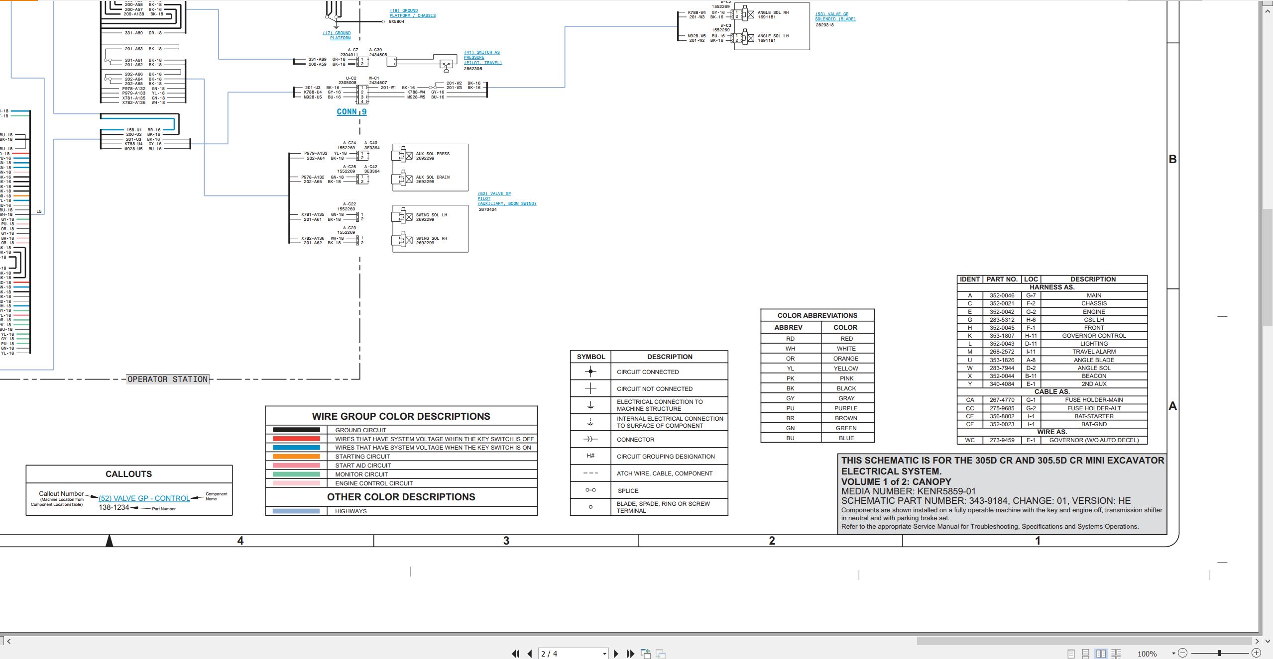 CAT Mini Hydraulic Excavator 305D CR Electrical Hydraulic Schematic (2)