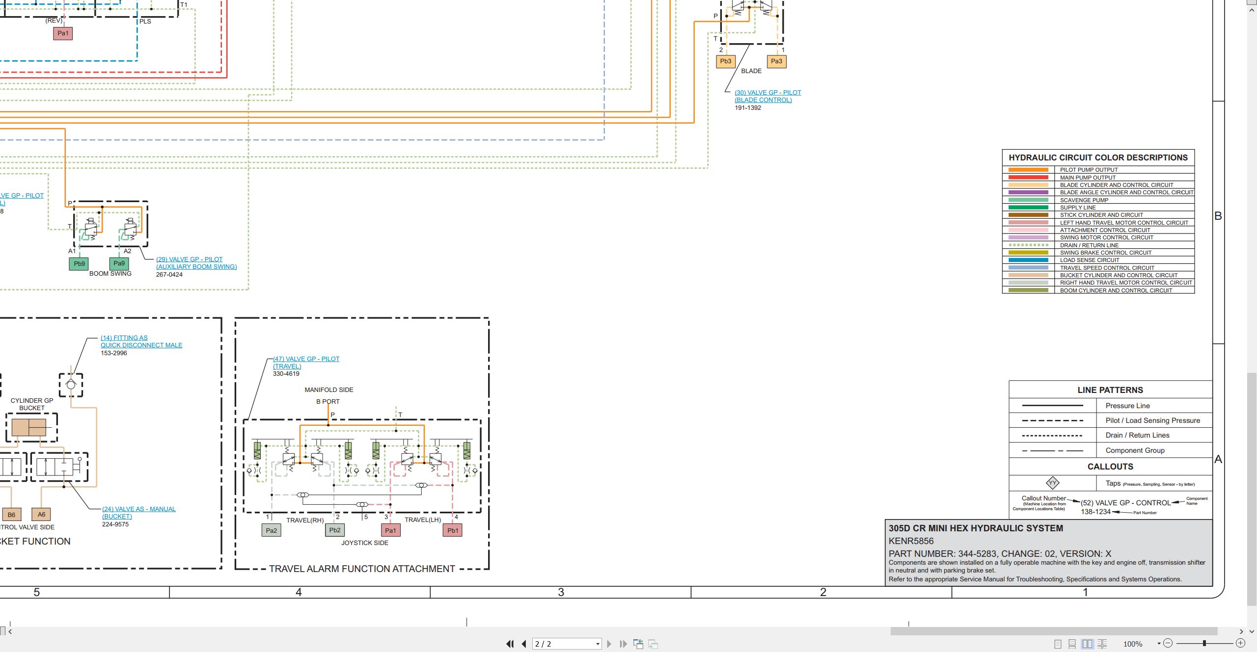 CAT Mini Hydraulic Excavator 305D CR Electrical Hydraulic Schematic (3)